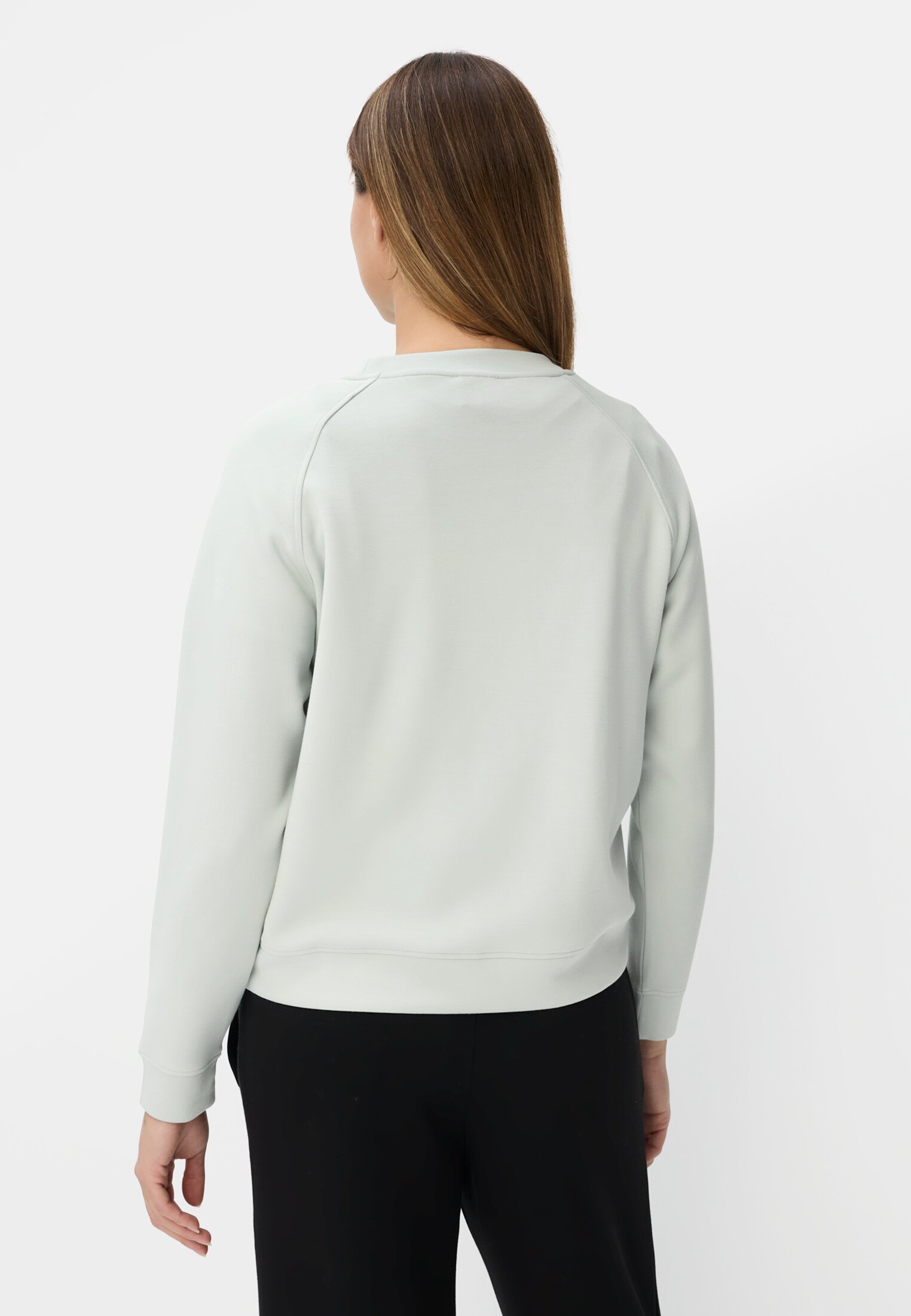Damen Sweatshirt mit Raglanärmeln Minze getragen hinten