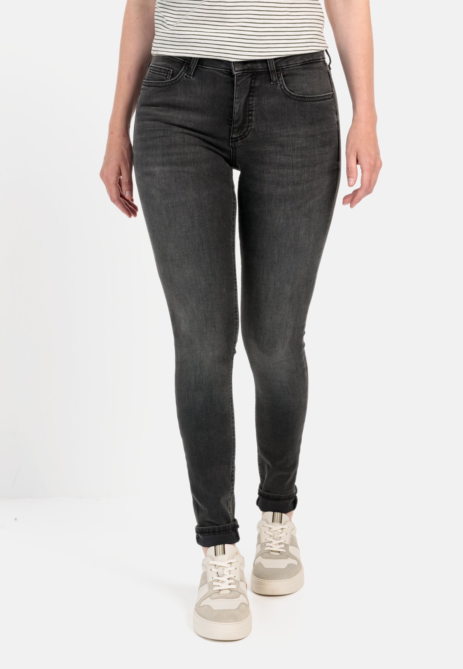 Women Slim Fit Denim Grey worn front