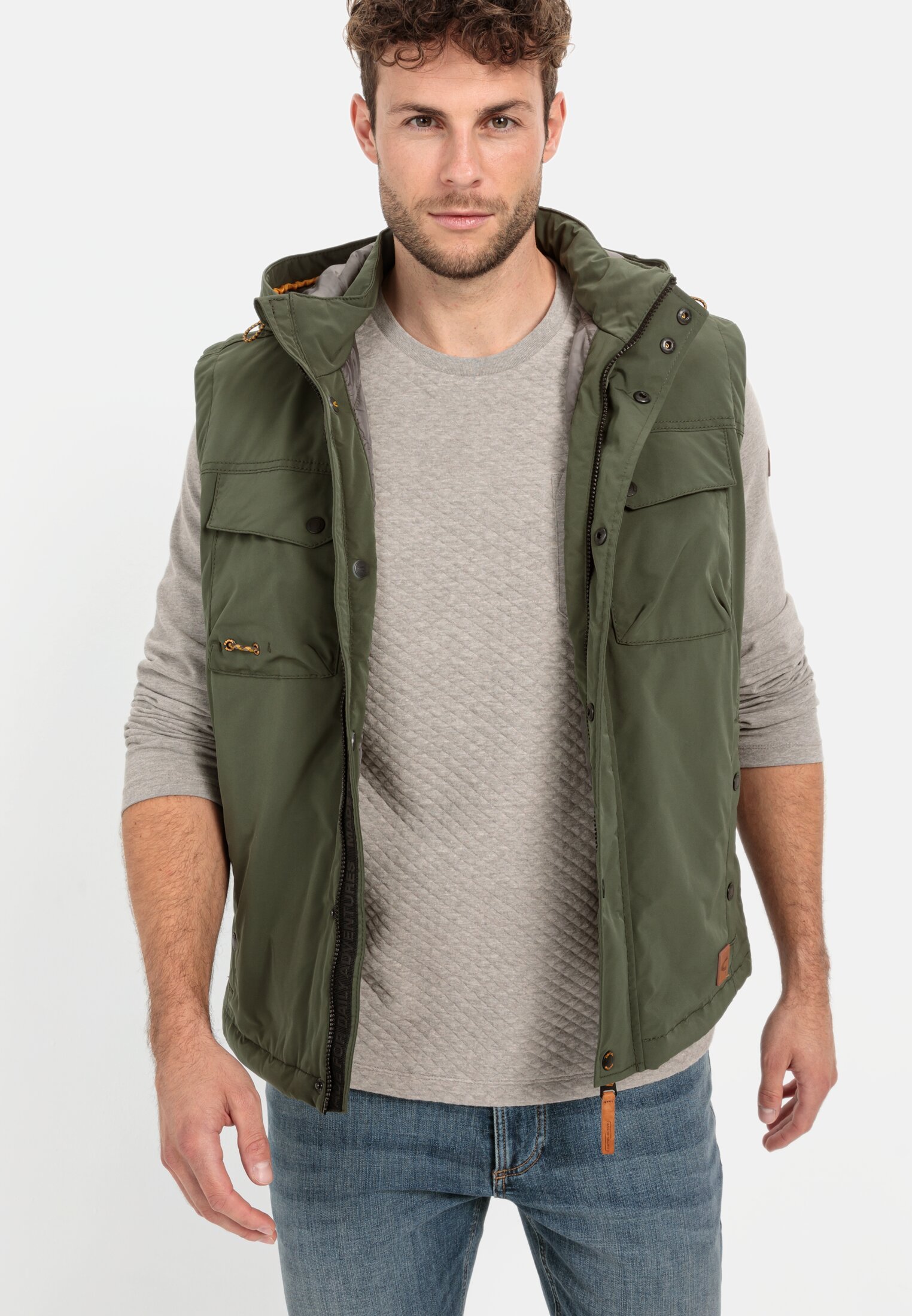 Men Longsleeve shirt with chest pocket Grey worn emotional