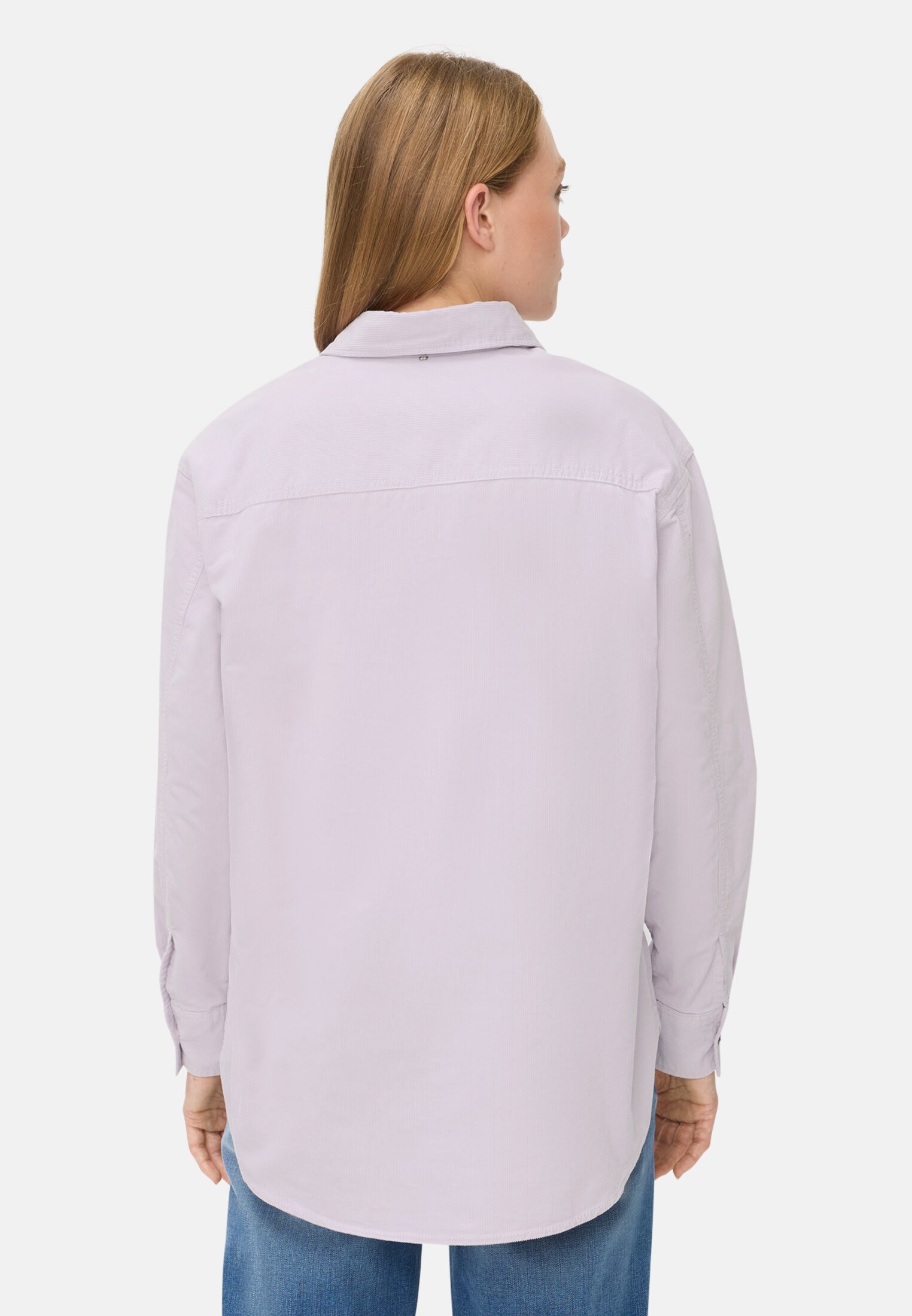 Women Blouse with chest pocket Purple worn back