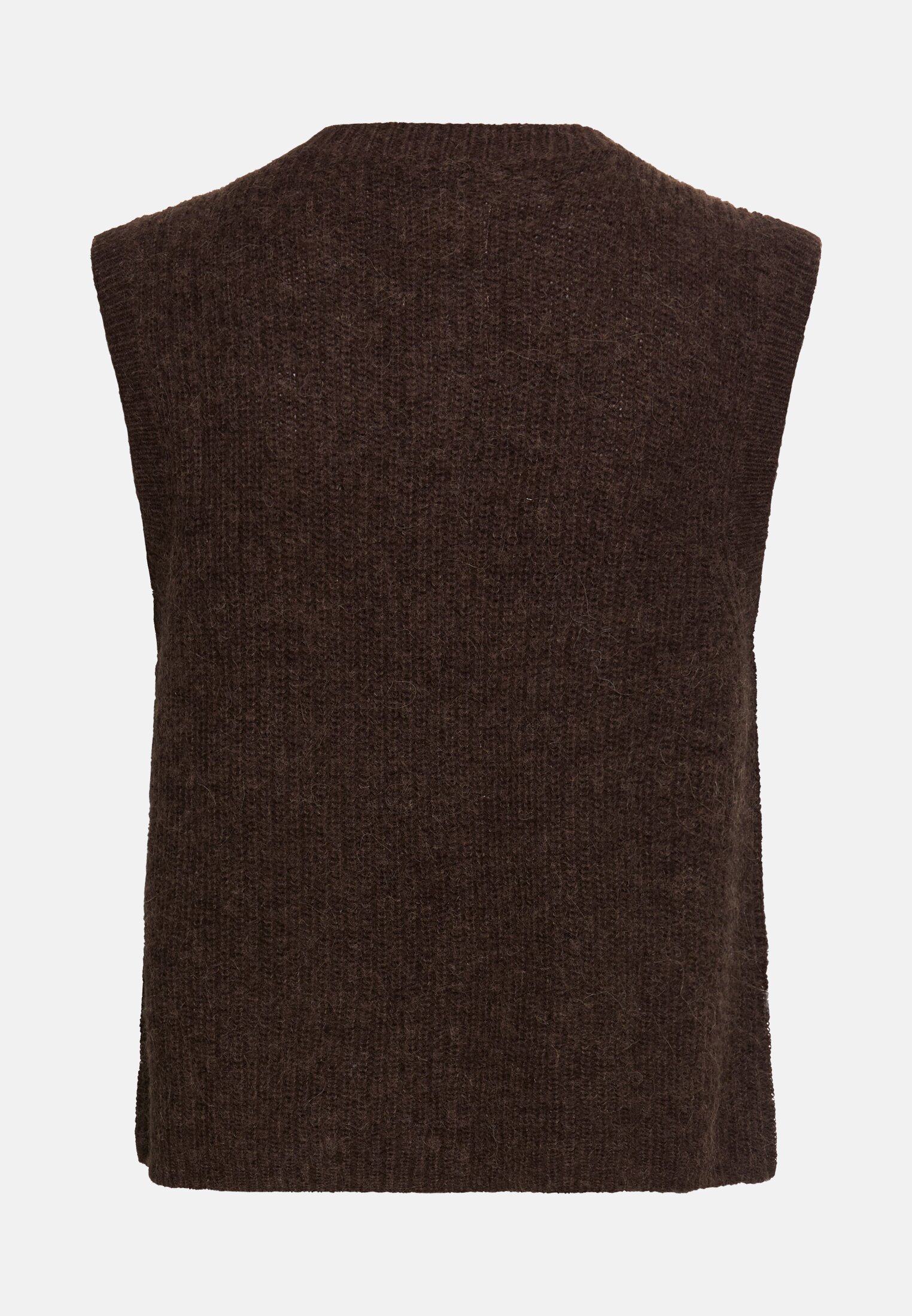 Women Knitted vest with button placket Brown frontal back