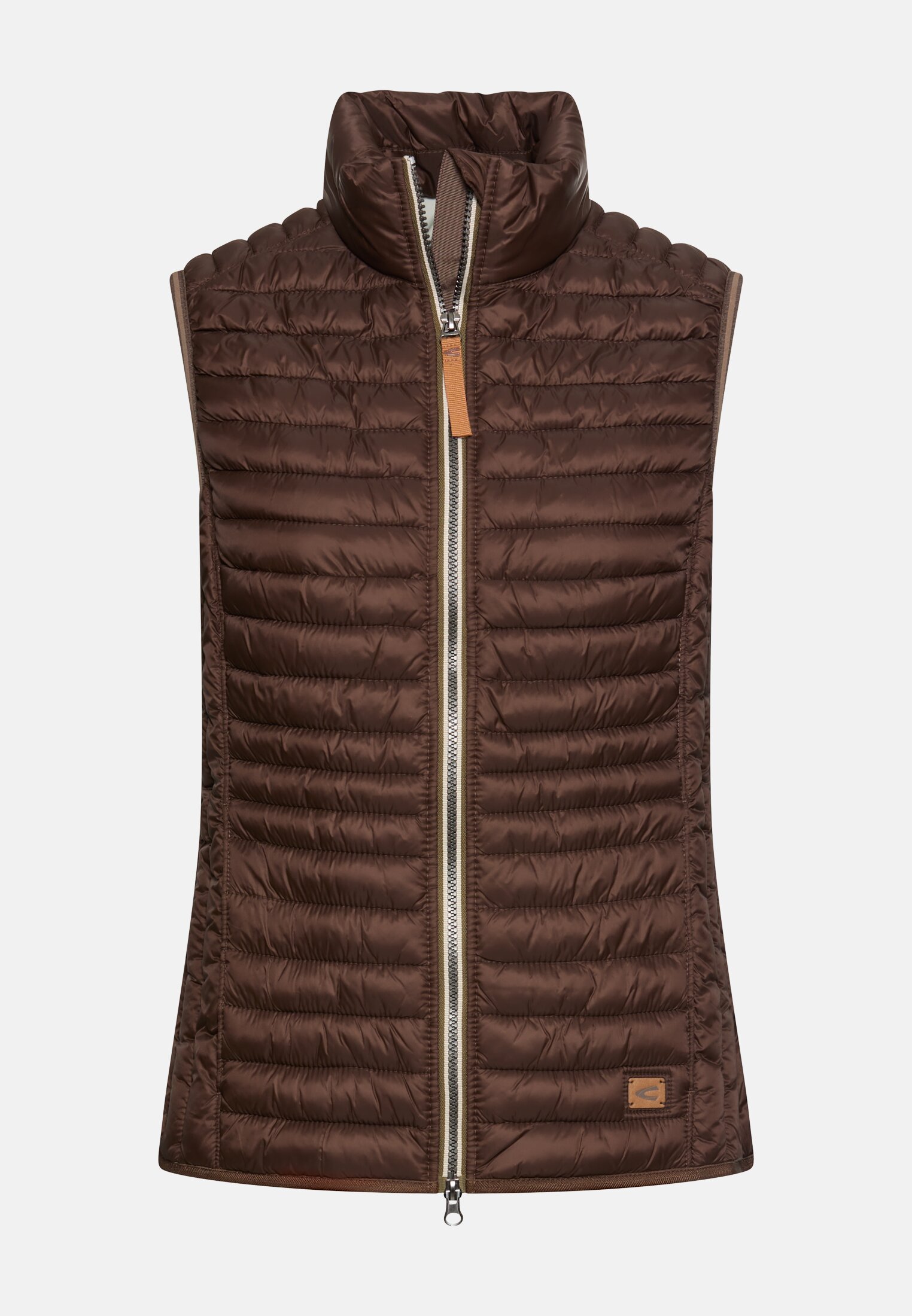 Women Windproof vest with two inner pockets Brown frontal front