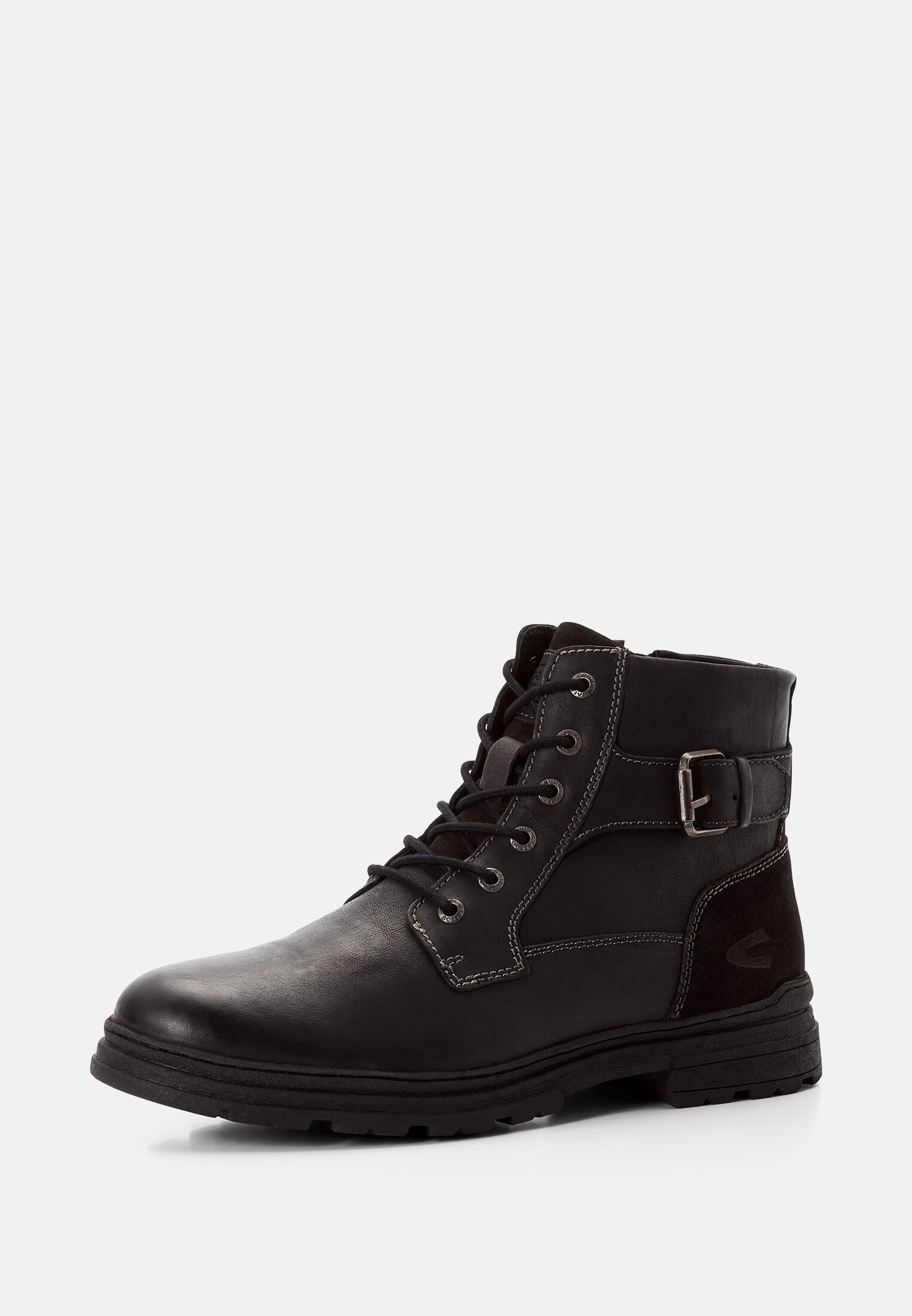 Herren Lederboot mit Warmfutter Schwarz frontal hinten