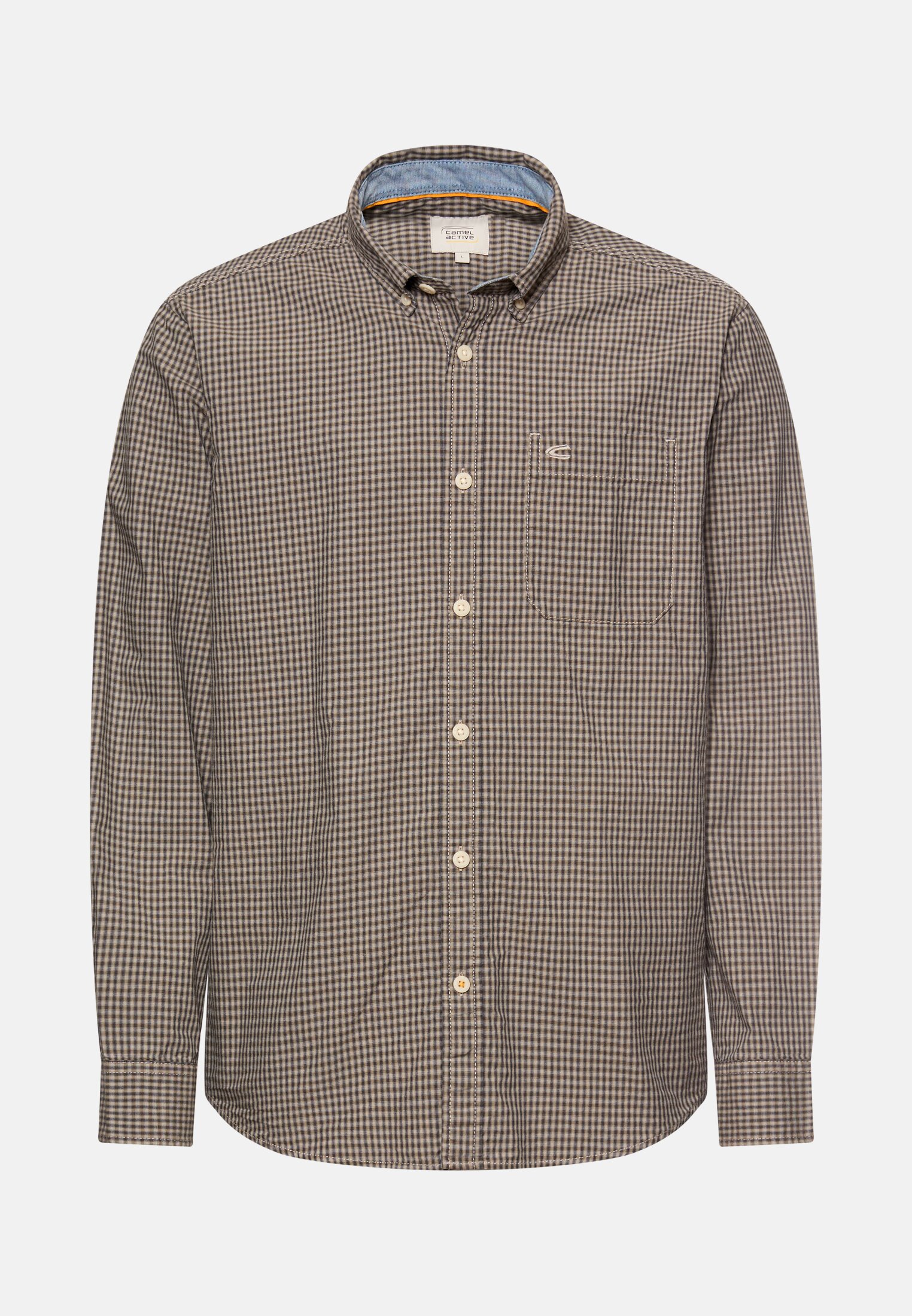 Heren Overhemd met lange mouwen met borstzak Olijfgroen frontaal voor