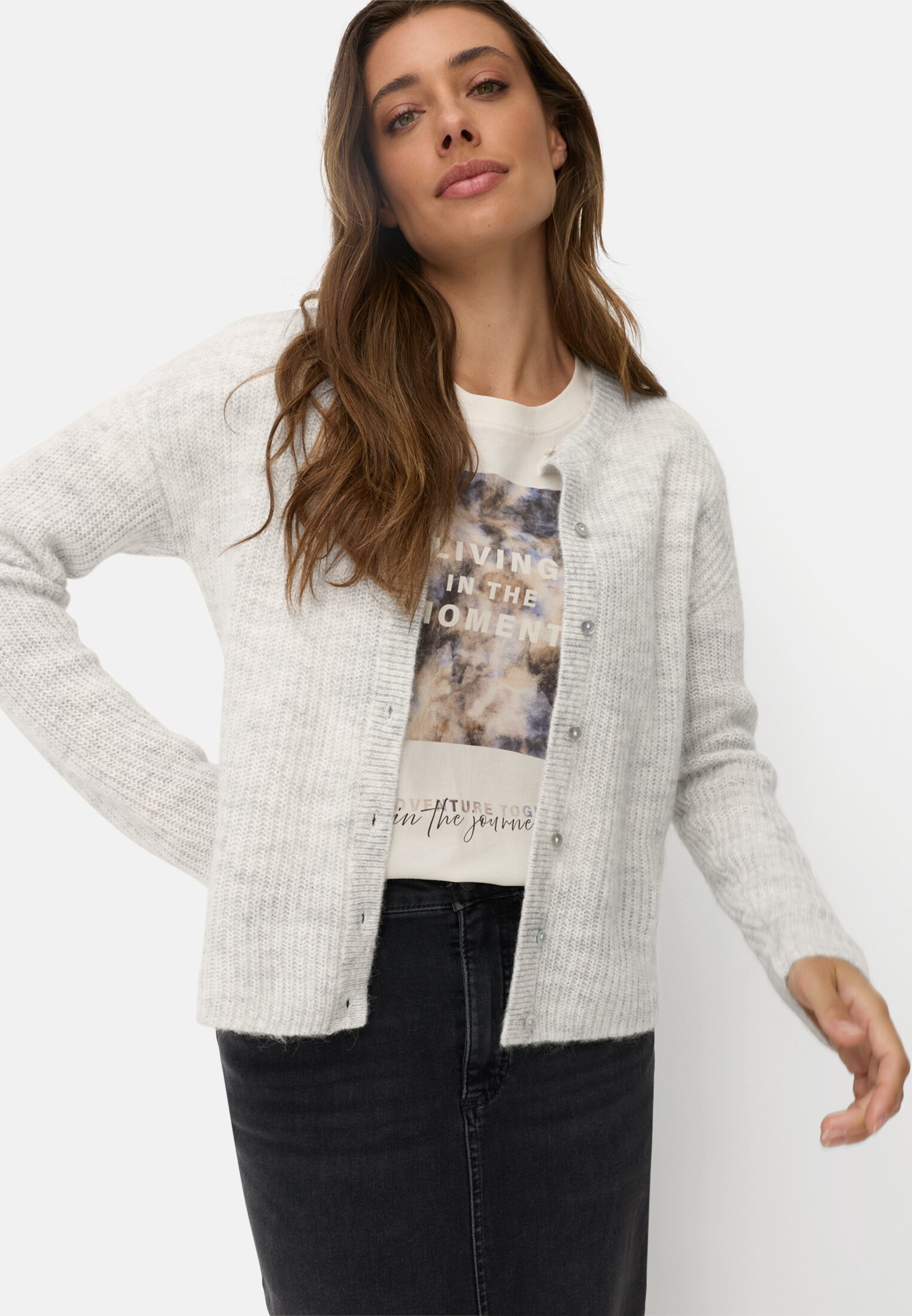 Women Cardigan with straight fit Grey worn emotional