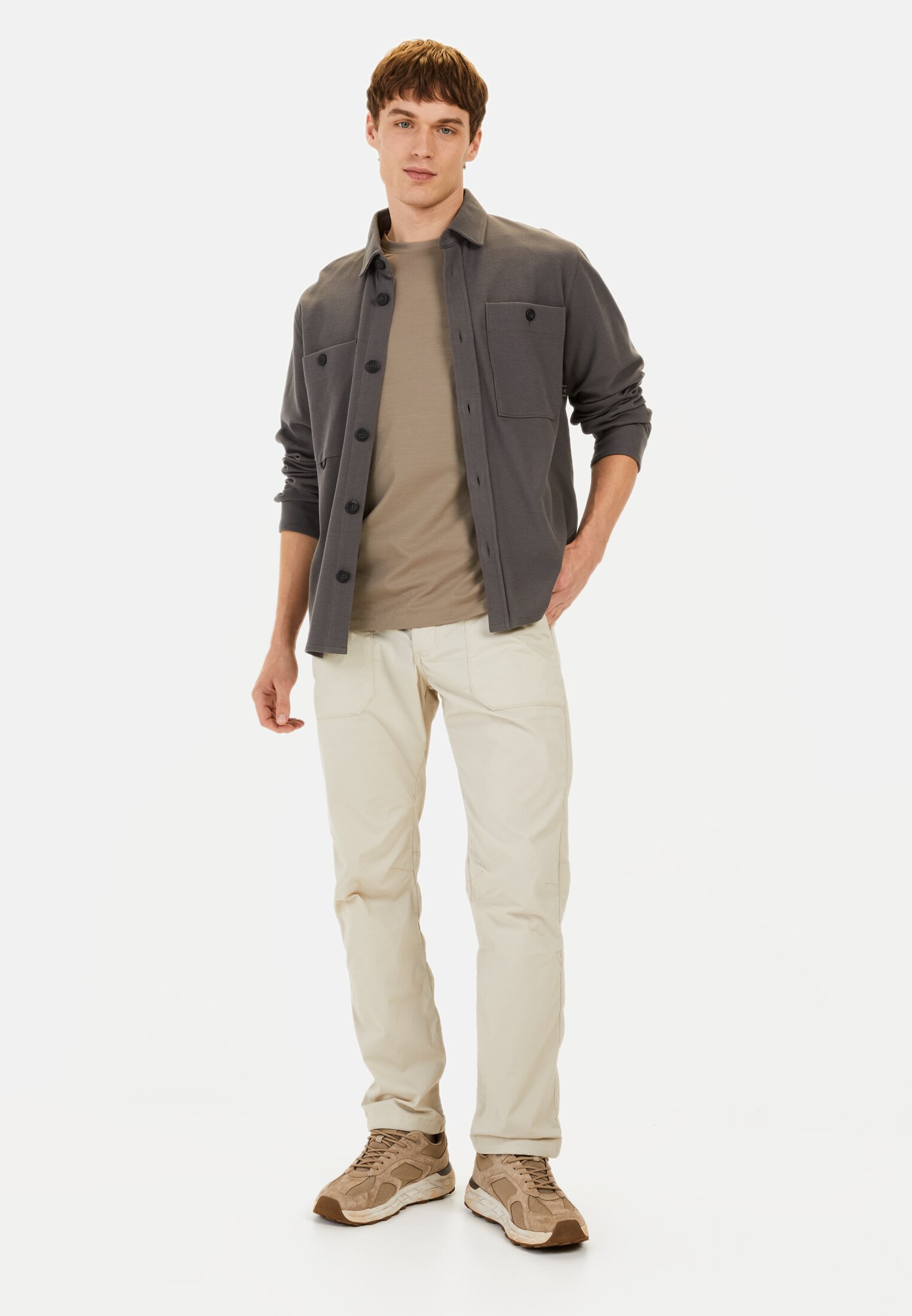 Men Lightweight chinos in a relaxed fit Beige worn front full body