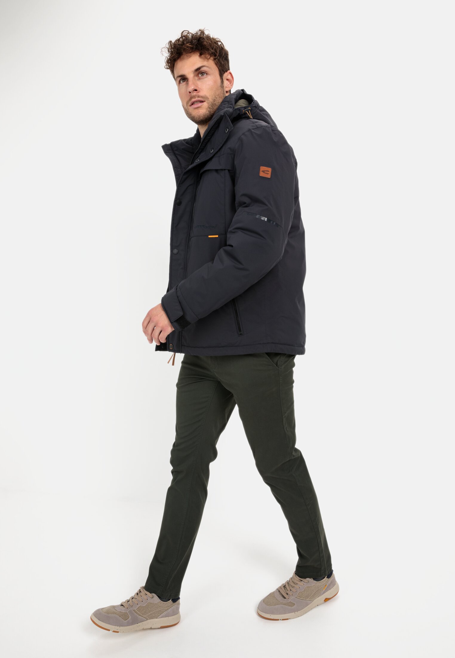 Men teXXXactive® functional jacket with detachable hood Dark Blue worn front full body