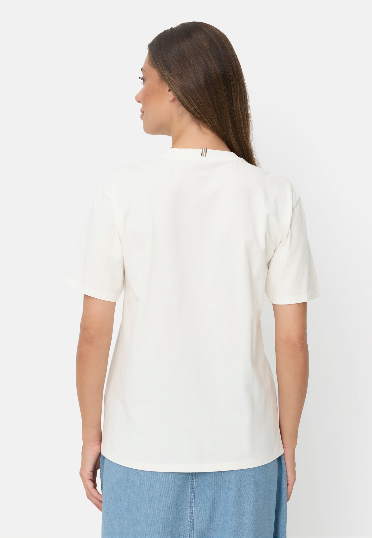 Women Printed T-shirt made of 100% cotton Milky white worn back
