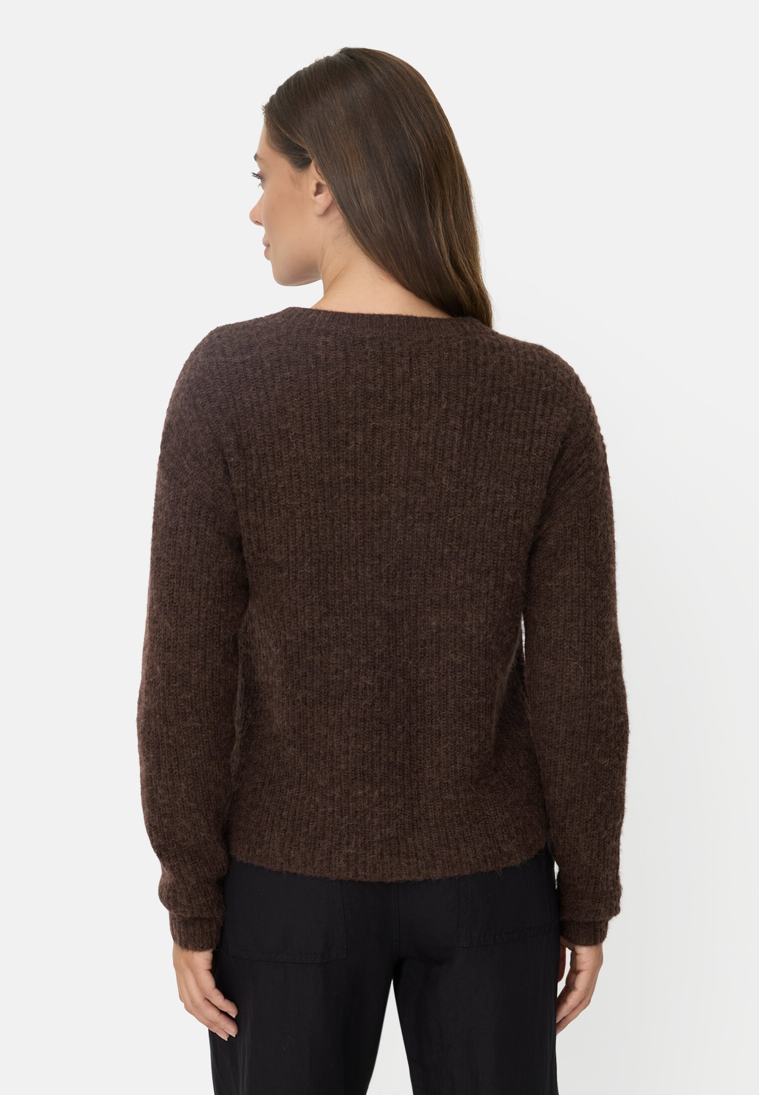 Women Cardigan with straight fit Brown worn back