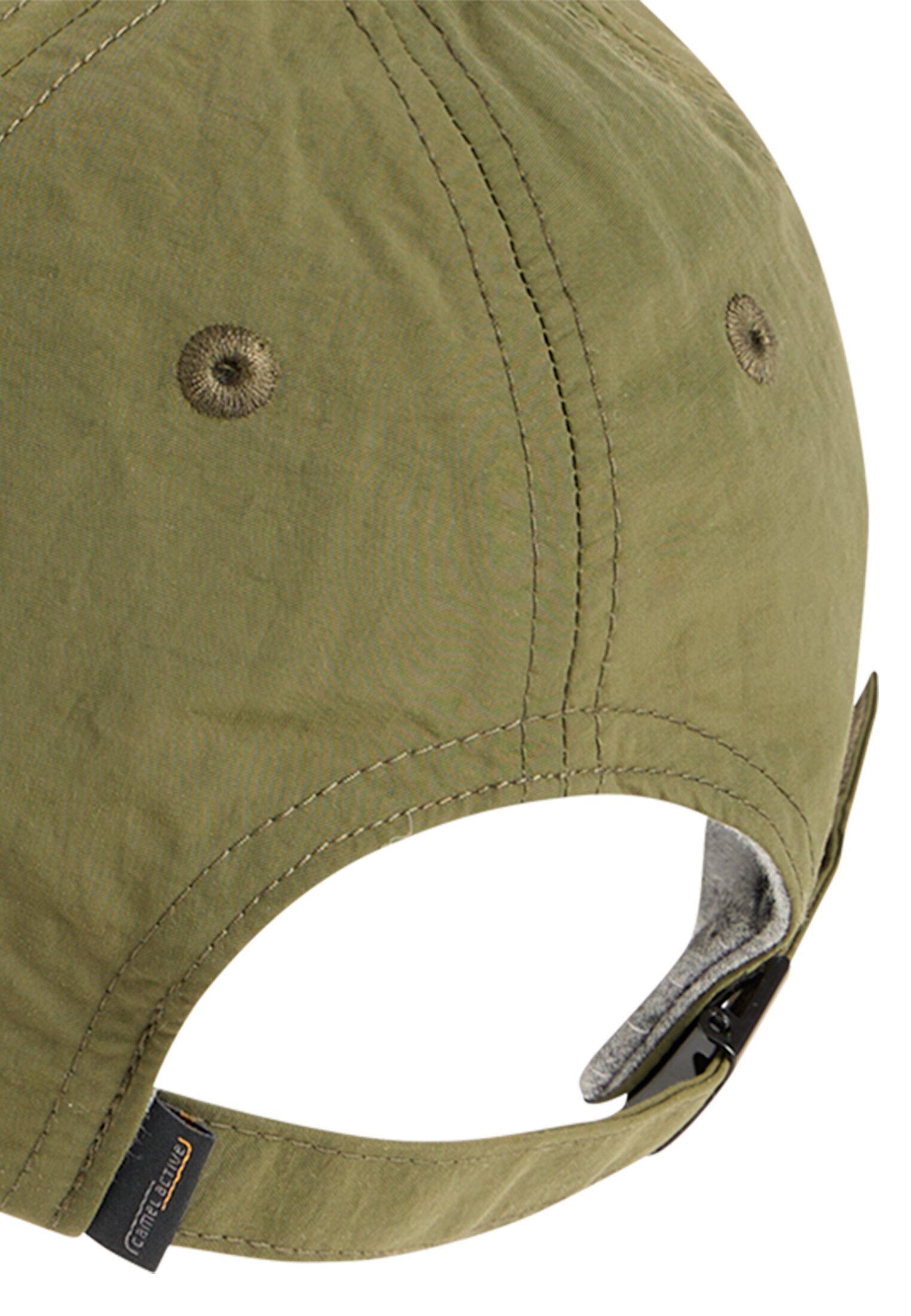 Herren Cap mit verstellbaren Details Olivgrün hinten nah