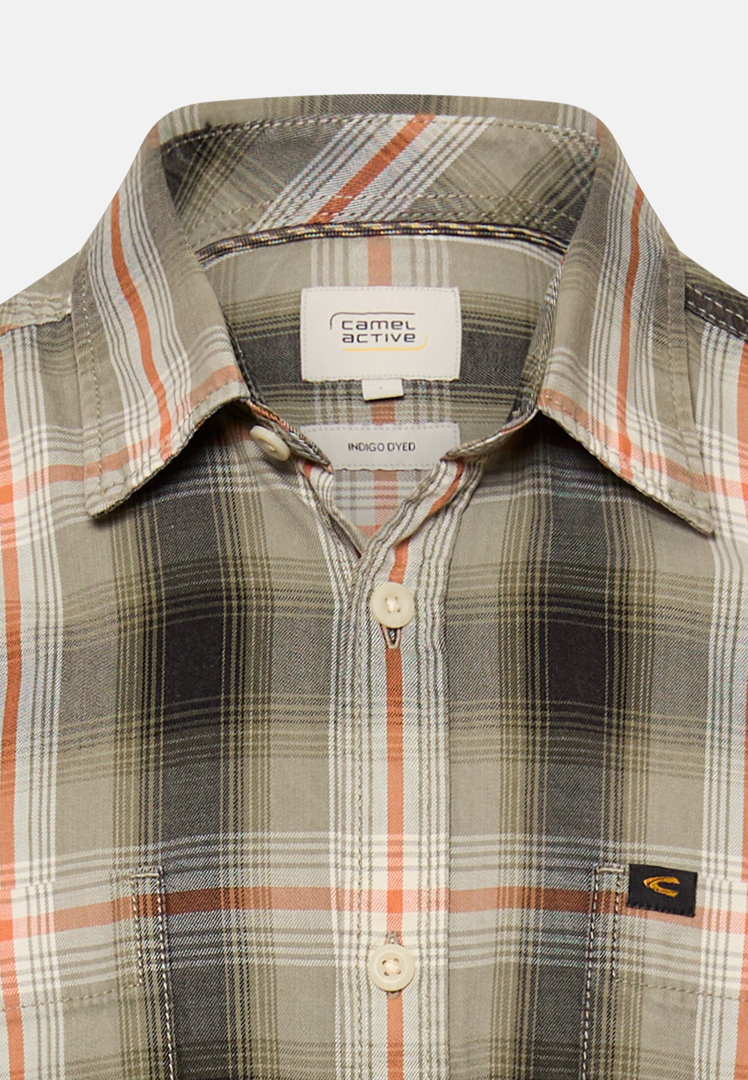 Men Long-sleeve shirt with chest pocket Orange front close