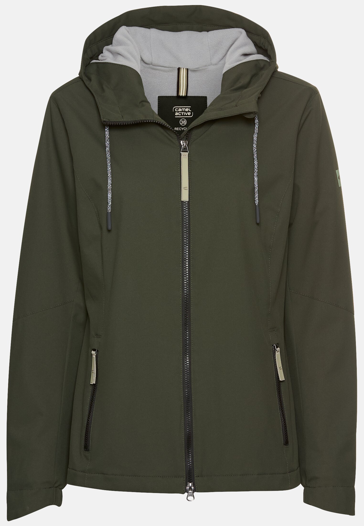 Damen Funktionsjacke mit abnehmbarer Kapuze Waldgrün frontal vorn