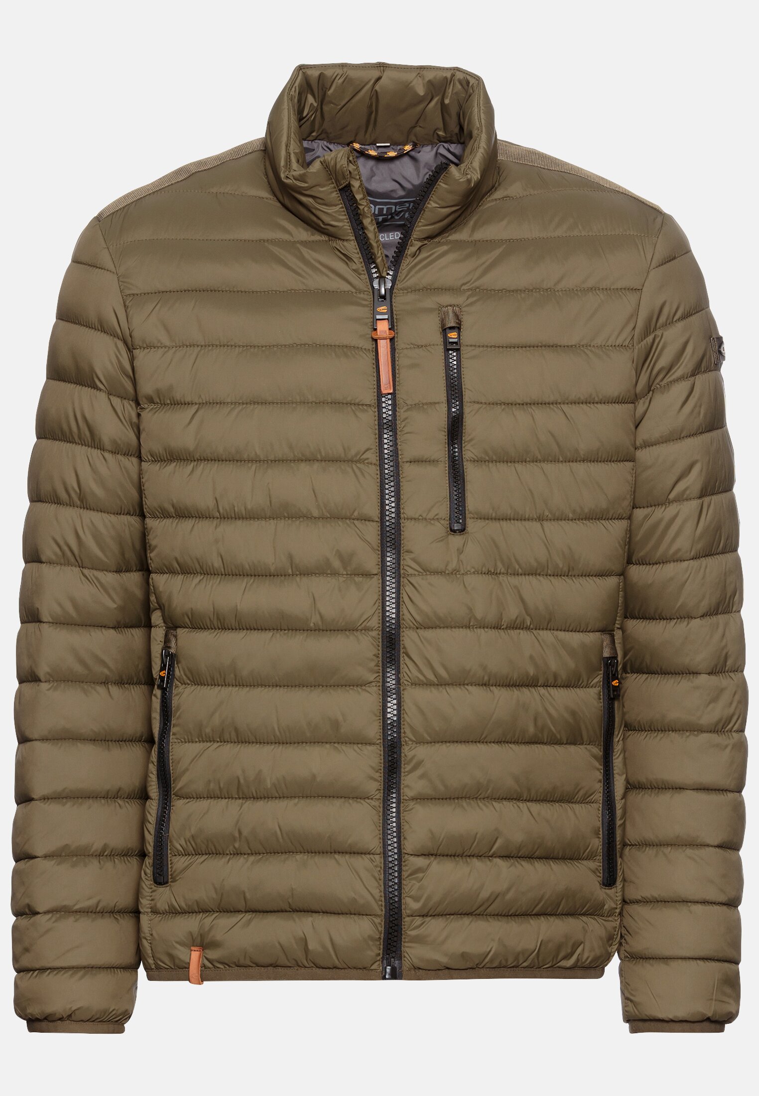 Herren Downfree Steppjacke aus recyceltem Polyester Oliv frontal vorn