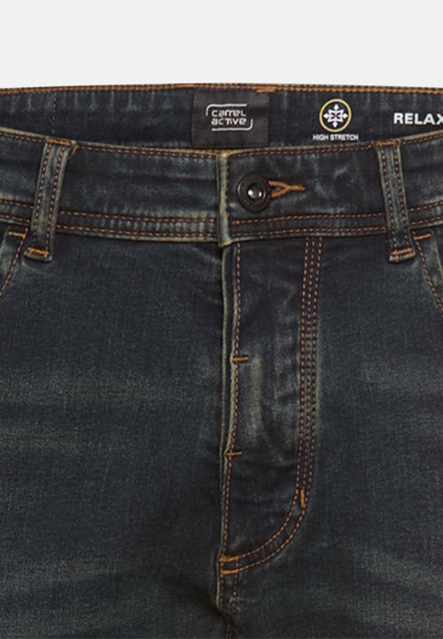 Heren fleXXXactive® Jeans Relaxed Fit Sepia bruin front dichtbij