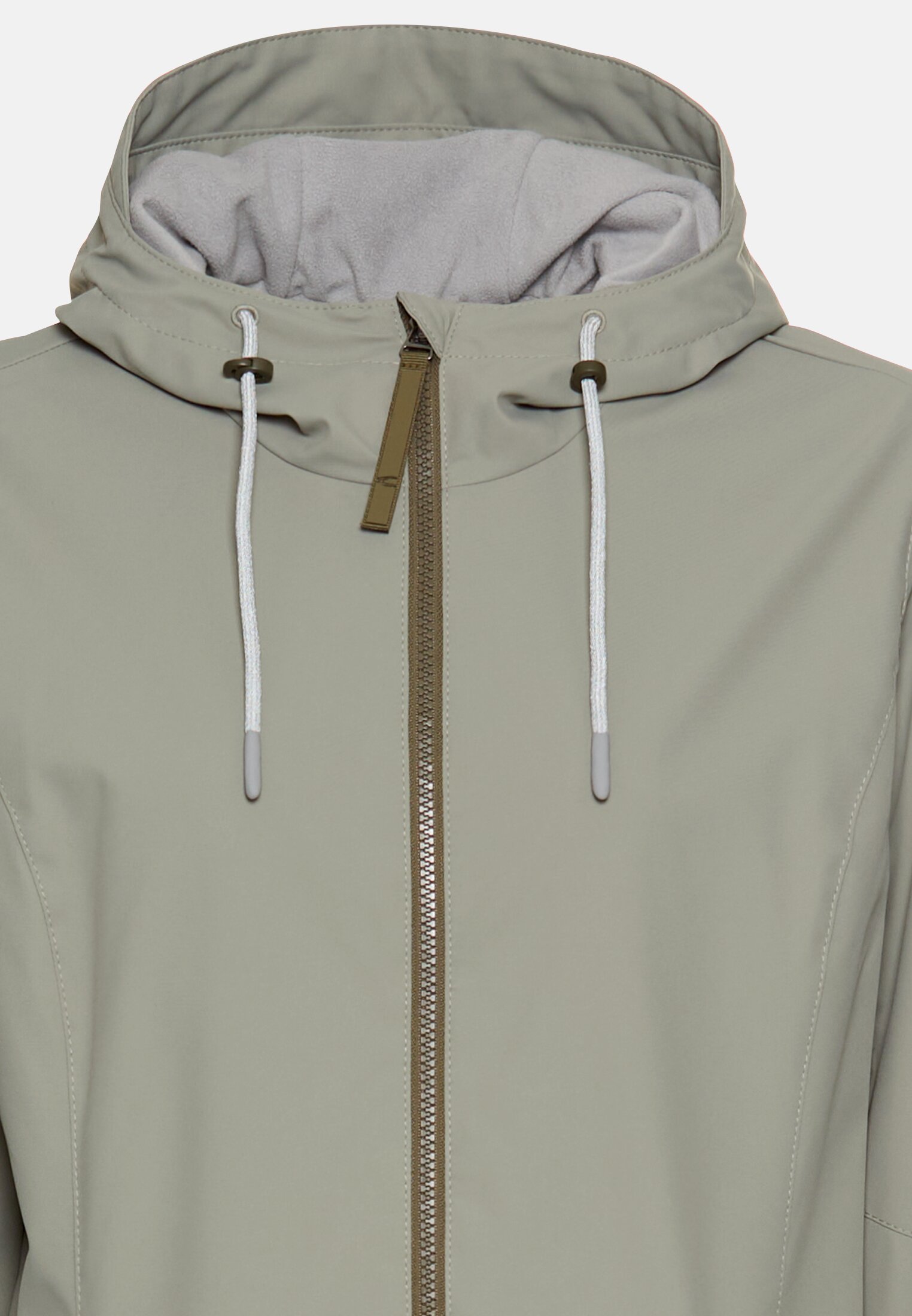 Women Functional jack in light weight softshell with hood and reflective details Dark Sage front close