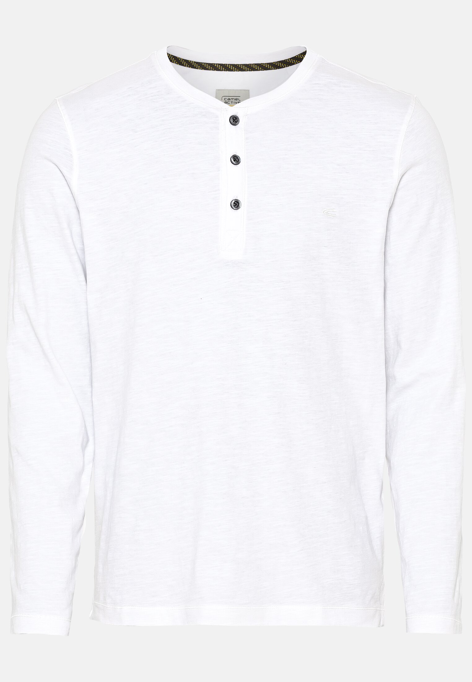 Men Lightweight long-sleeved shirt with henley collar in pure organic cotton White frontal front