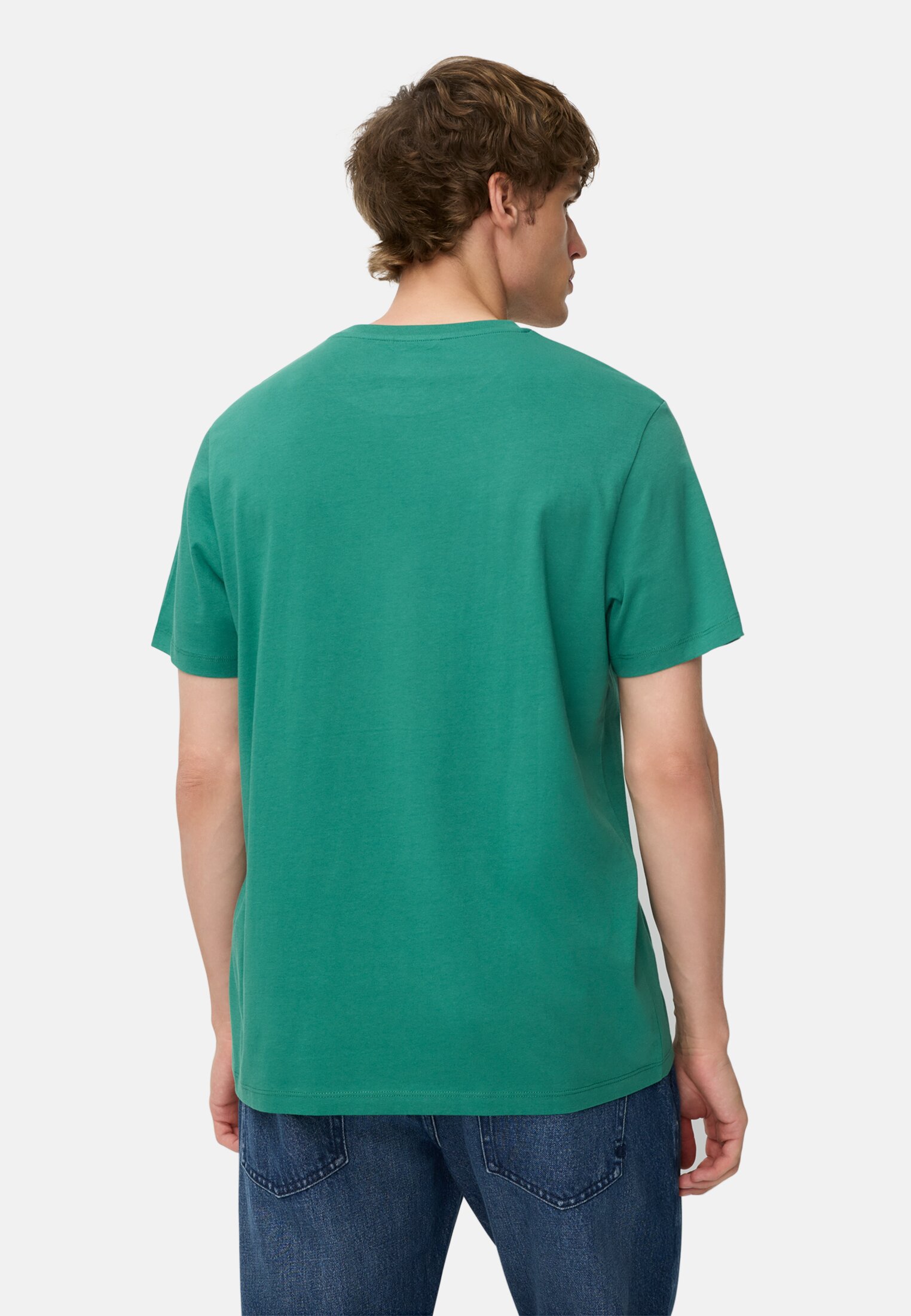 Heren T-shirt van puur katoen Dennengroen gedragen achter