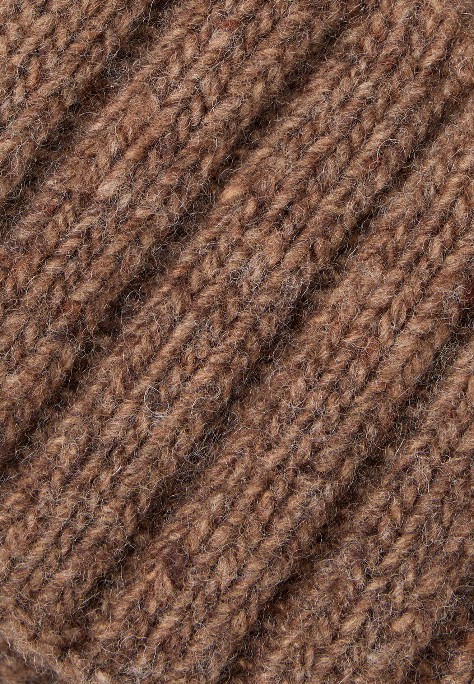 Men Warm knit hat with cuff Sepia brown frontal top