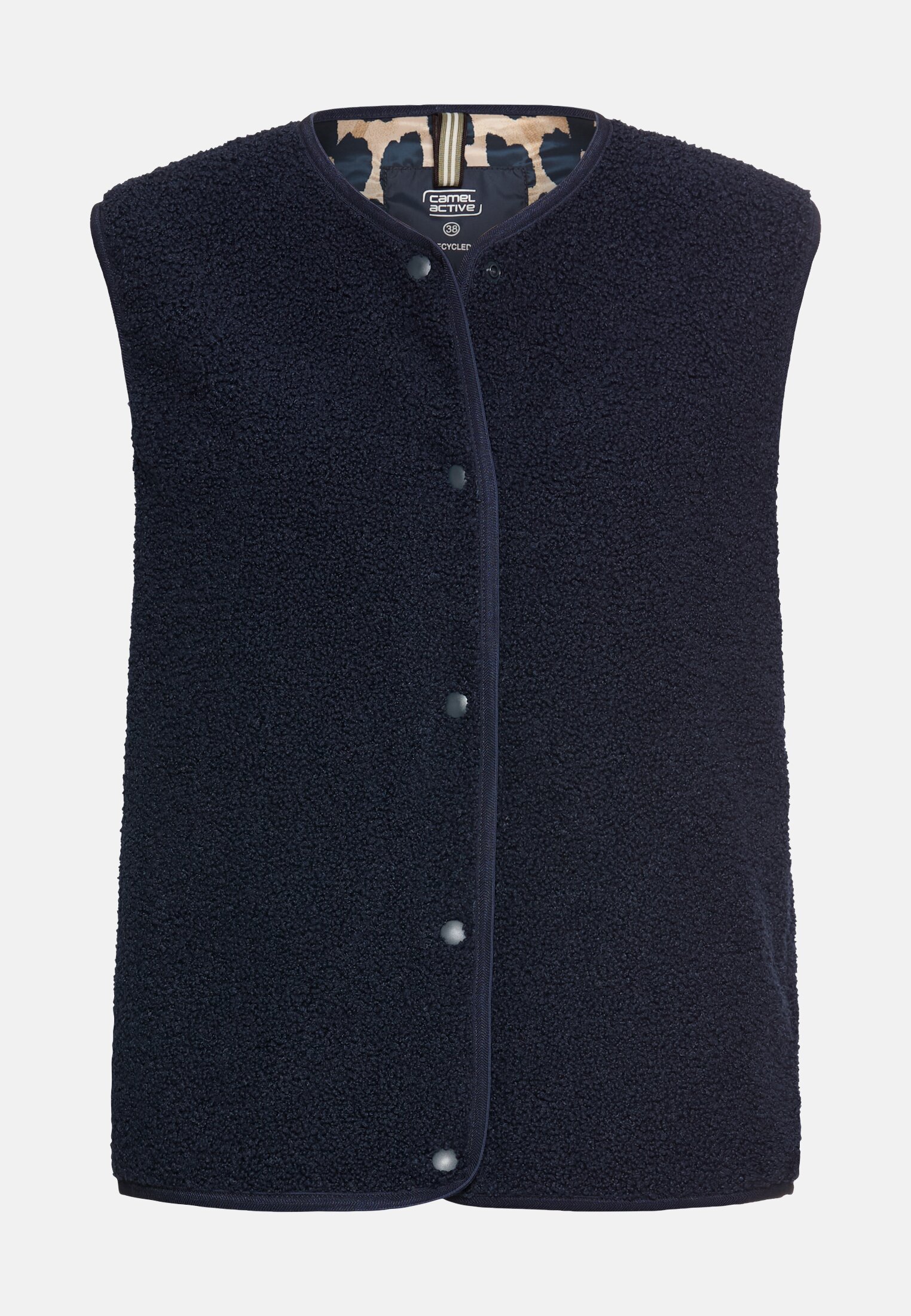 Vrouwen Fleece vest met knoopsluiting Donkerblauw frontaal voor