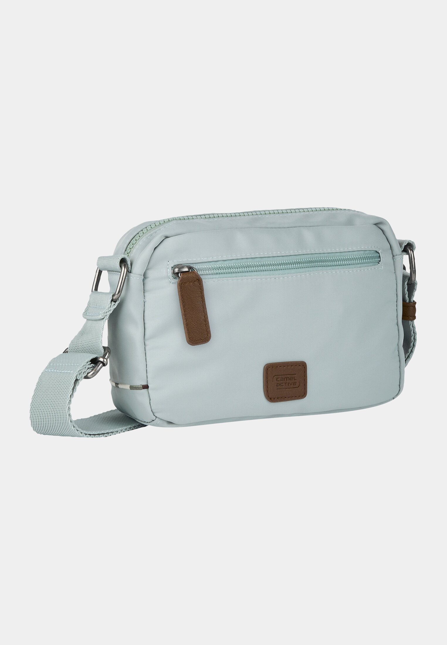 Vrouwen AURUM cameratas van gestructureerd nylonweefsel Lichtblauw frontaal achter