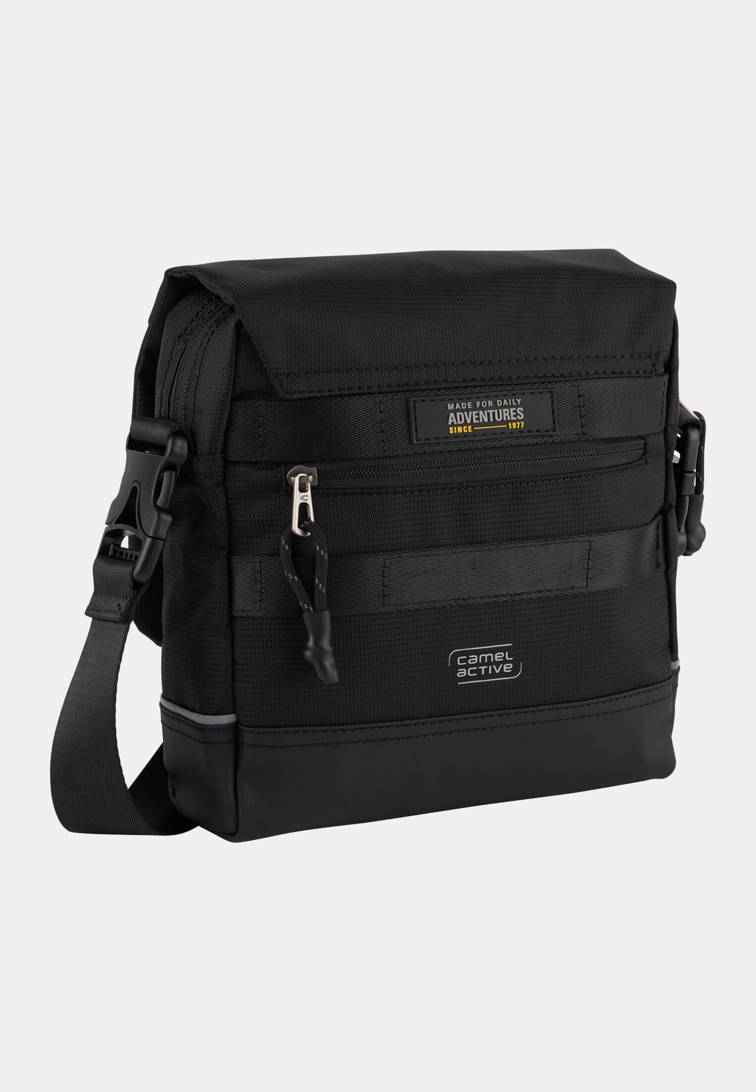 Men CONNECT shoulder bag with magnetic closure Black frontal back