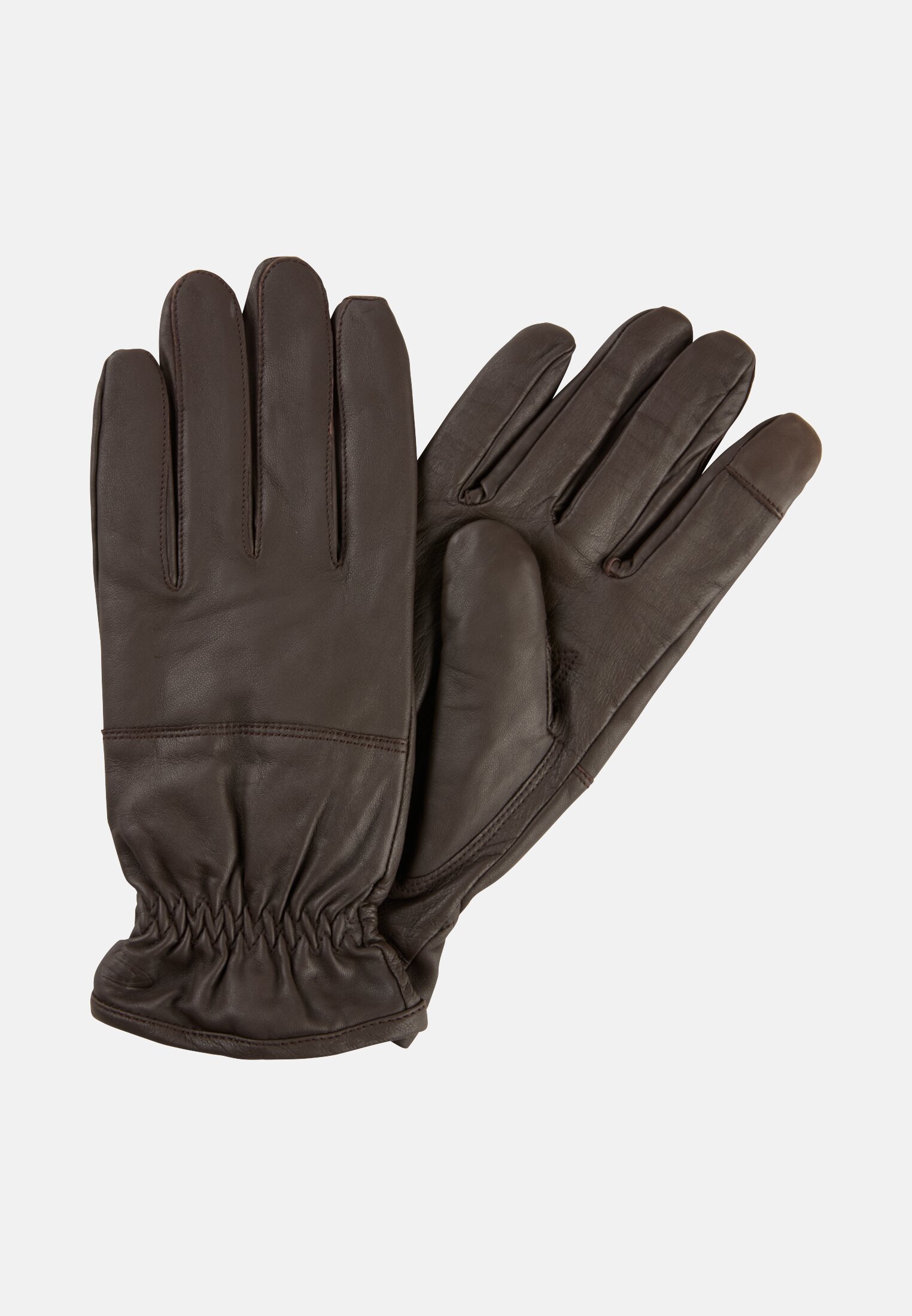Herren Lederhandschuhe mit elastischen Bündchen und wärmendem Futter Dunkelbraun frontal vorn