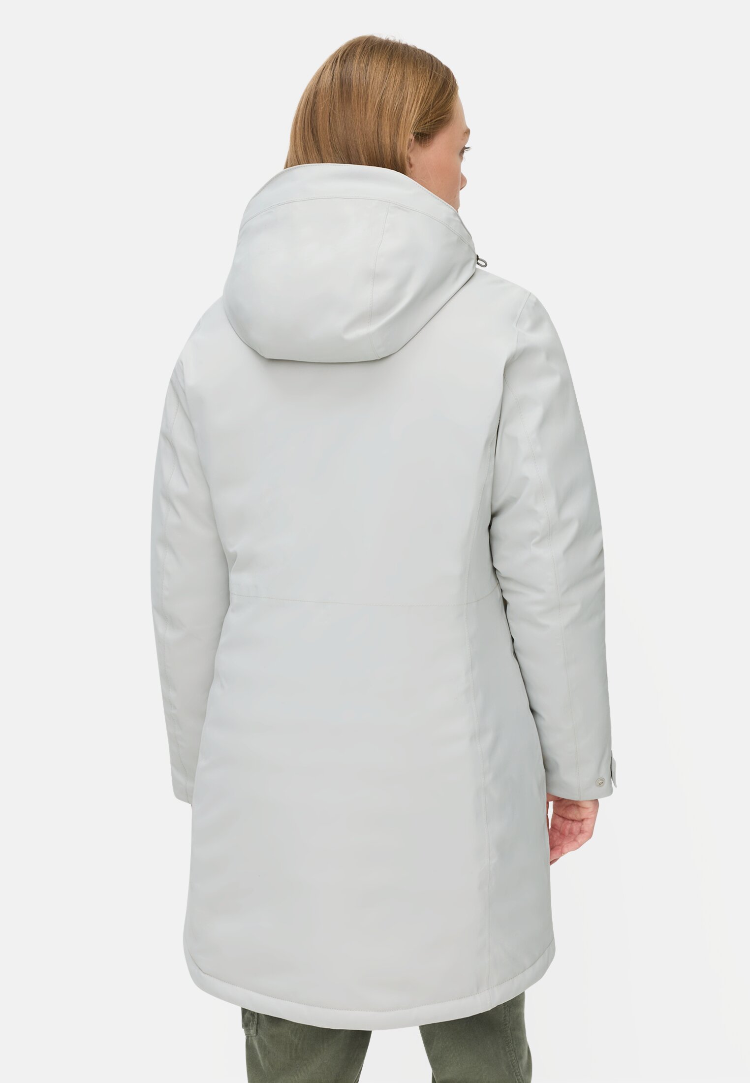 Damen Funktionsparka mit reflektierenden Details Silber getragen hinten