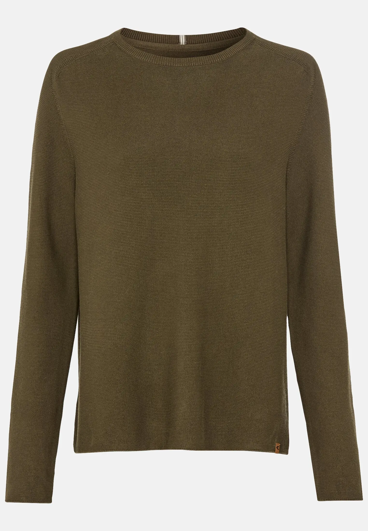 Women Fine-knit crew neck sweater Dark Khaki
