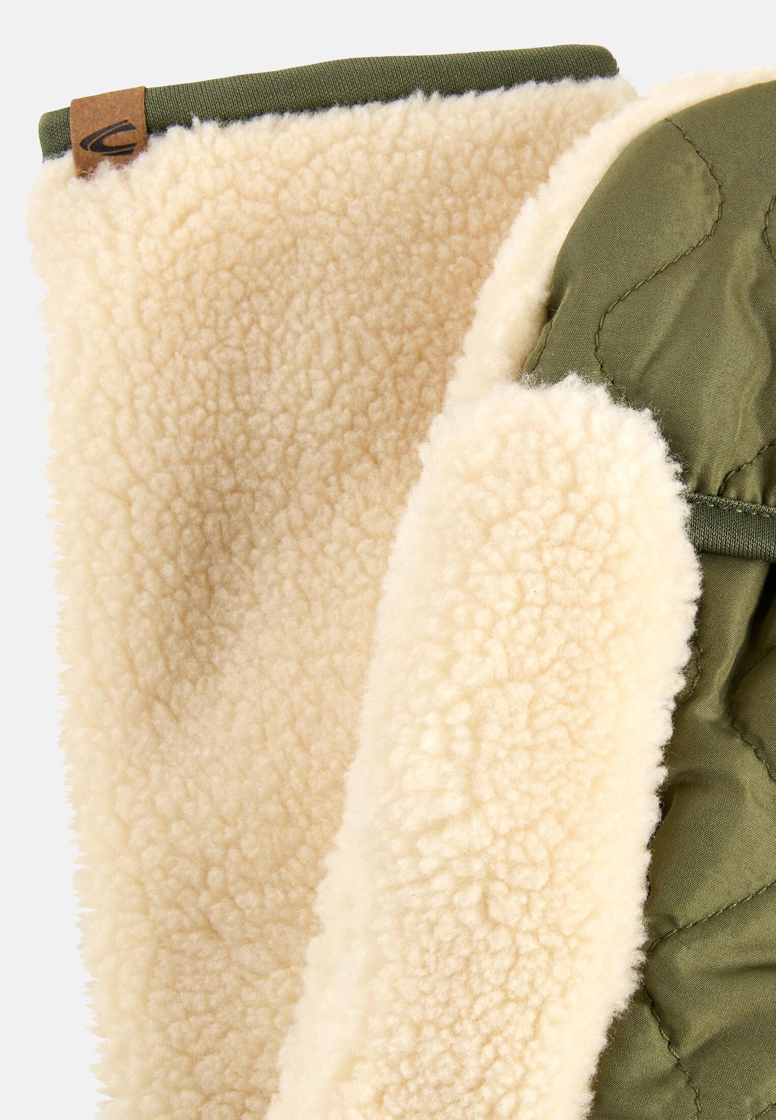 Women Teddy gloves with mixed materials Milk white front close