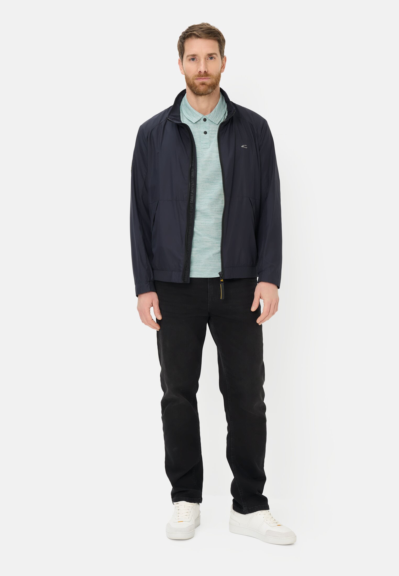 Men Polo shirt with Quick Dry function Ocean Green worn front full body