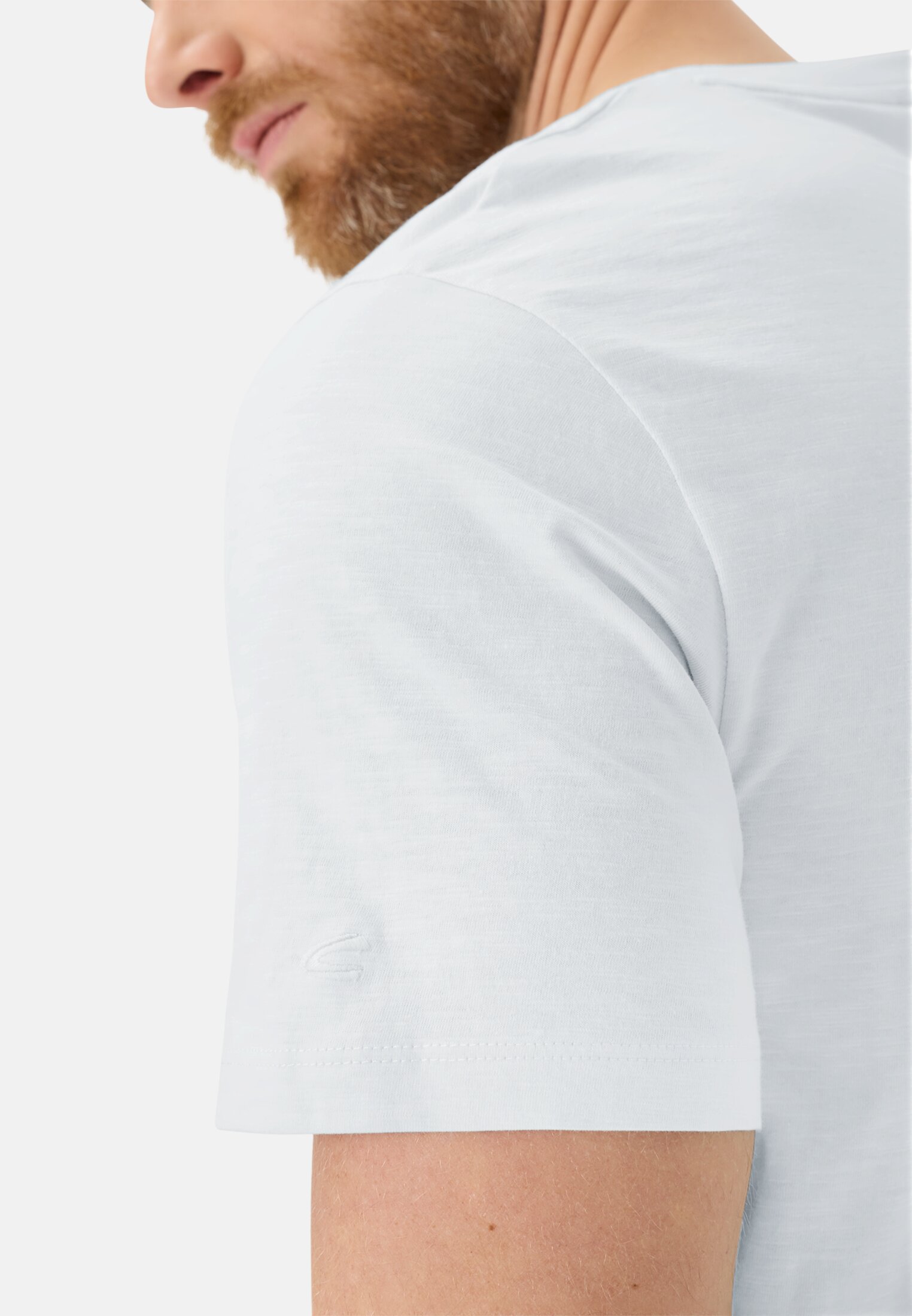 Men T-shirt made of pure cotton Sky Blue worn detail close