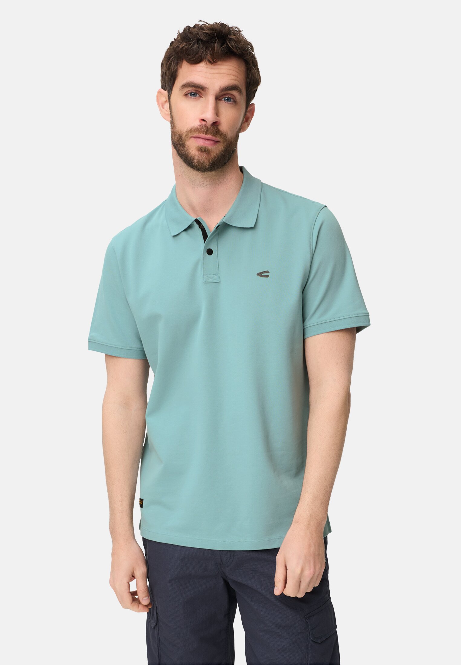 Heren Poloshirt met contrastdetails Oceaan Groen gedragen voor