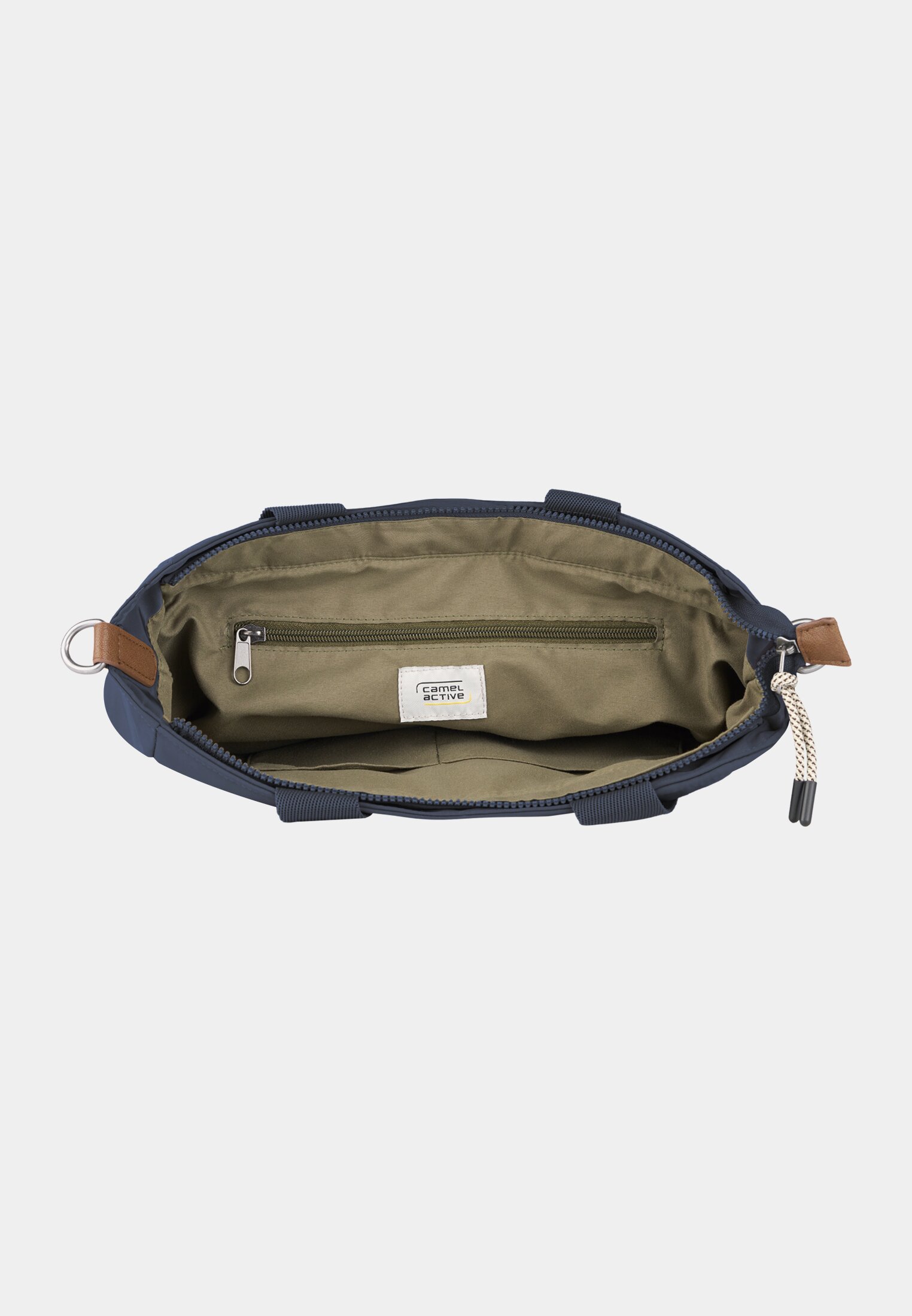 Damen AURUM Zip Tote Bag mit farbiger Stickerei Dunkelblau vorne nah