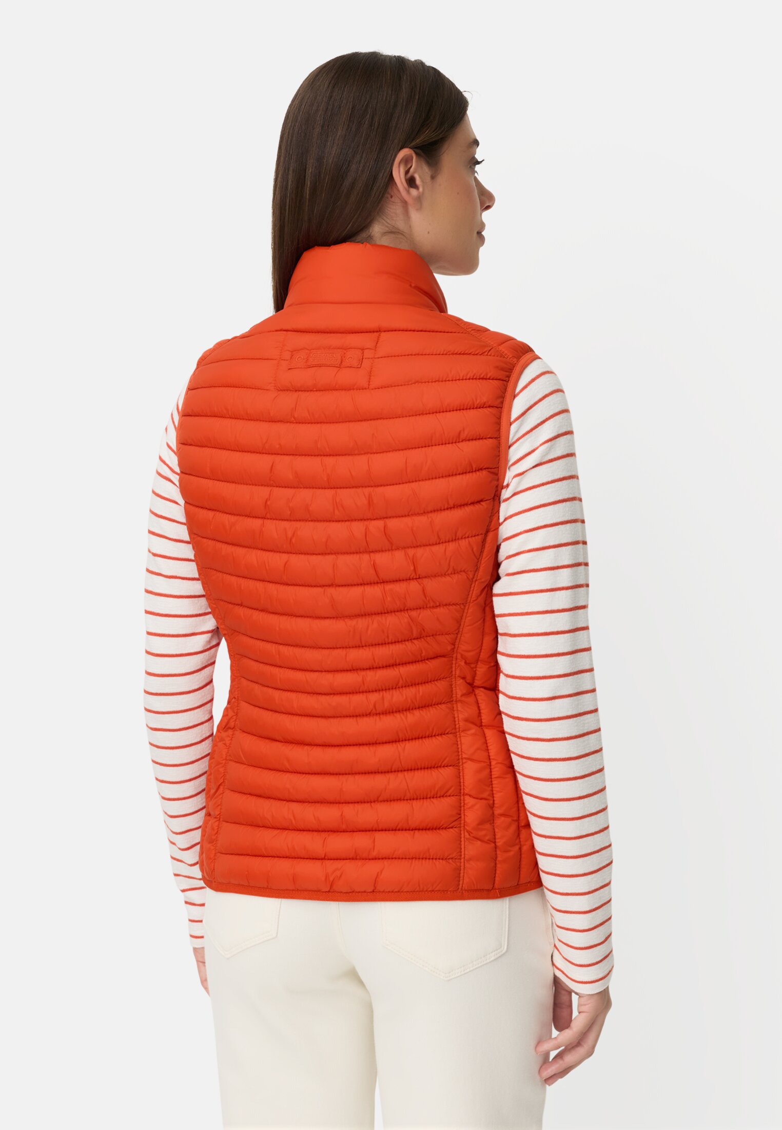 Women Windproof vest with two inner pockets Orange worn back
