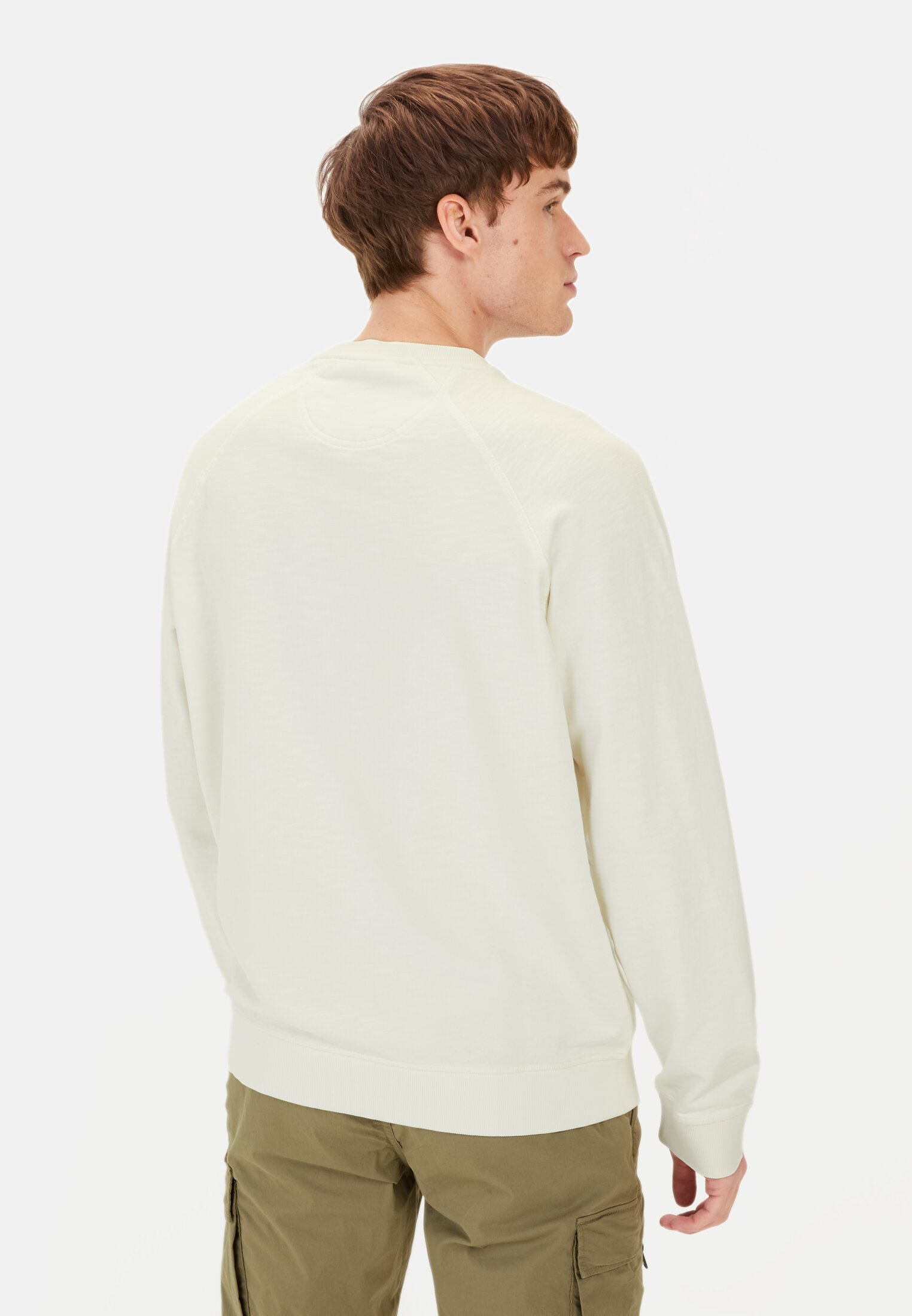 Men Sweatshirt made from pure Cotton Beige worn back