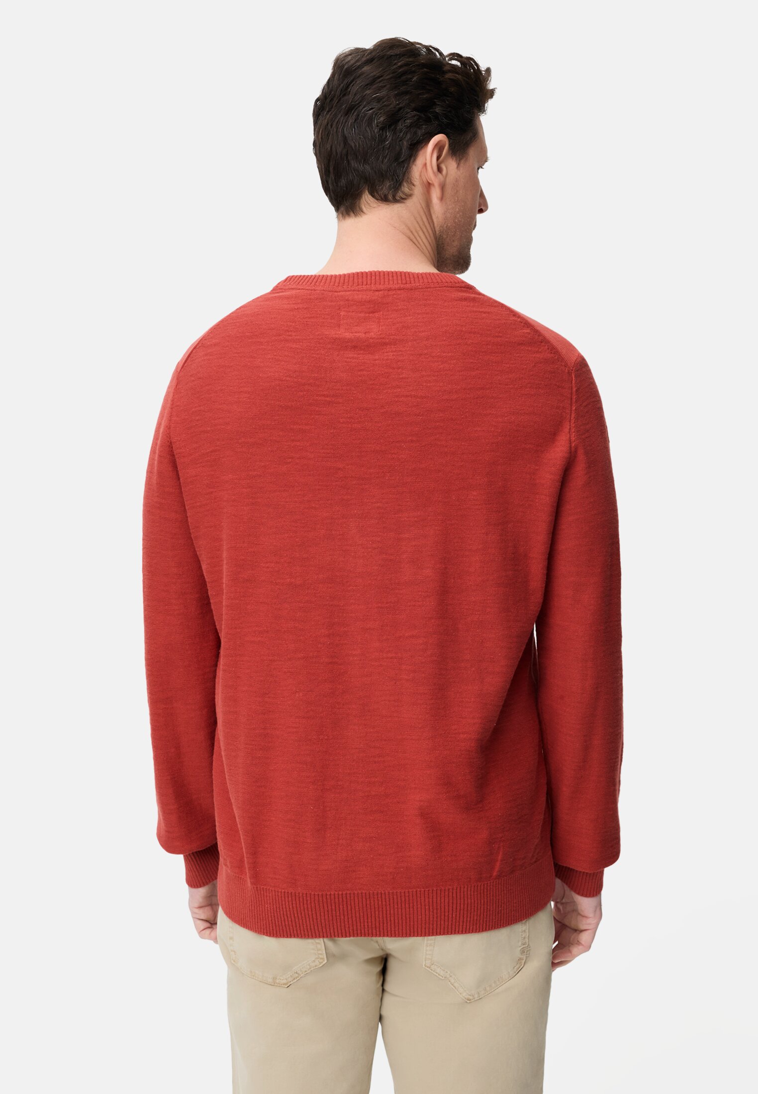 Heren Gebreide trui van puur katoen gedragen achter