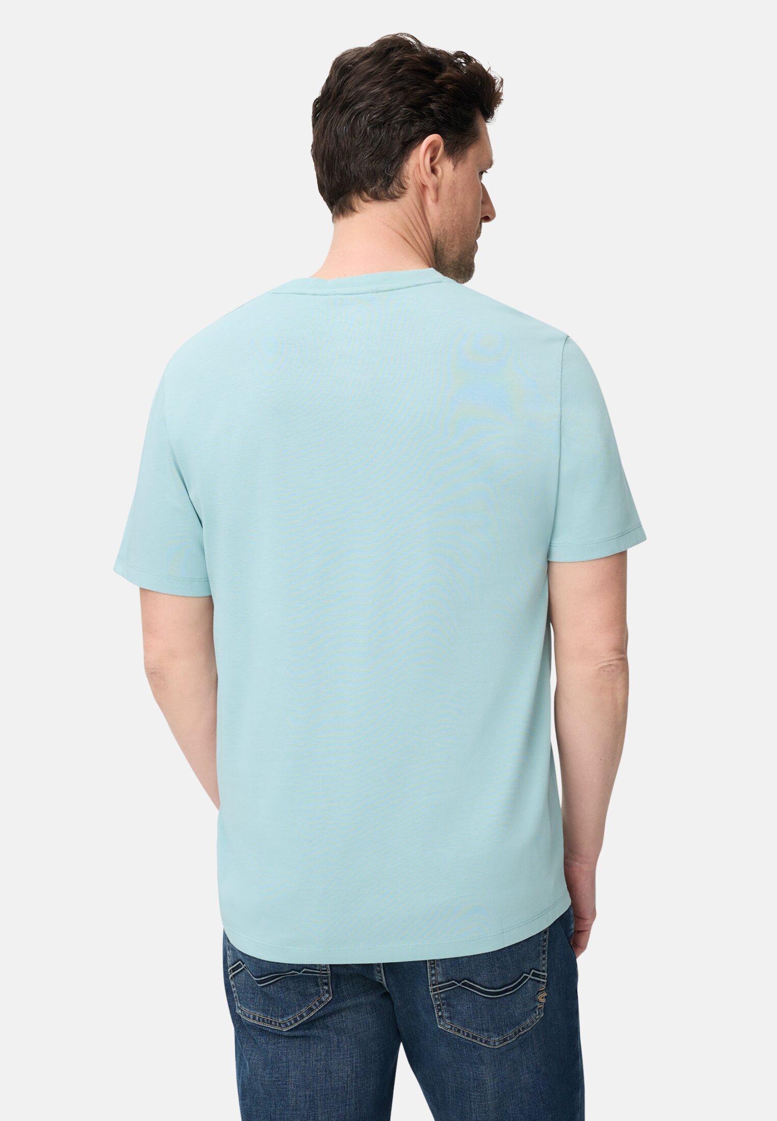 Herren fleXXXactive® T-Shirt mit Rundhalsausschnitt Ozeangrün getragen hinten