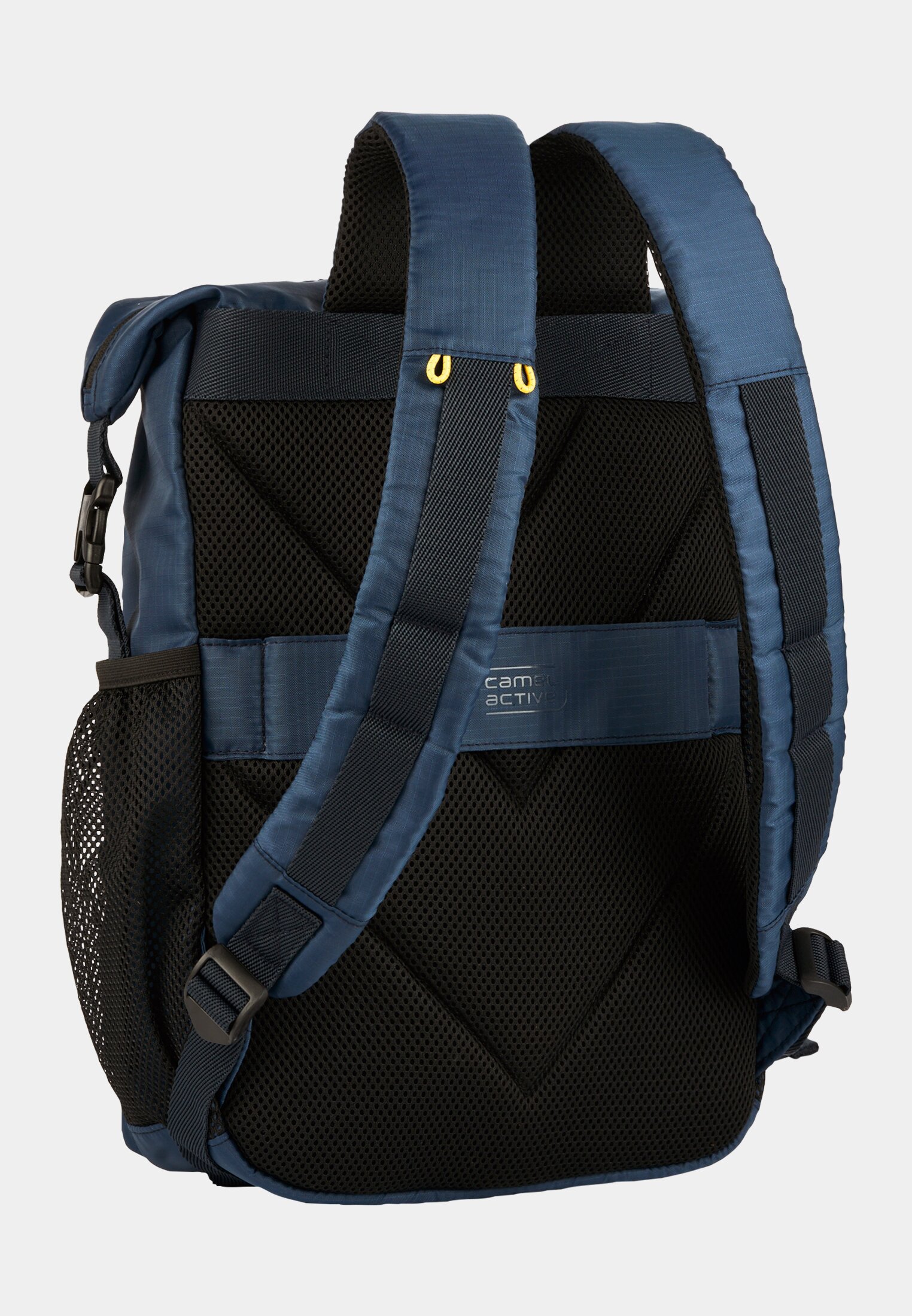 Men Shores rolltop backpack with padded shoulder straps Blue frontal back