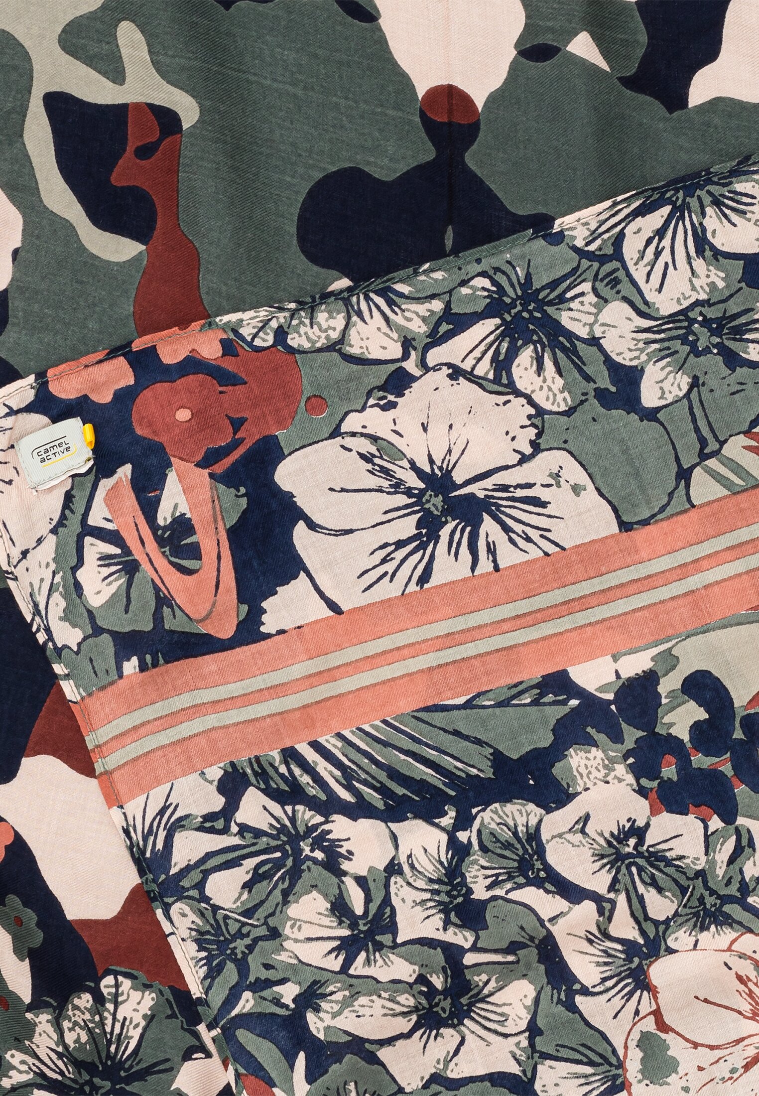 Damen Leichter Schal mit Wollanteil Oliv hinten nah