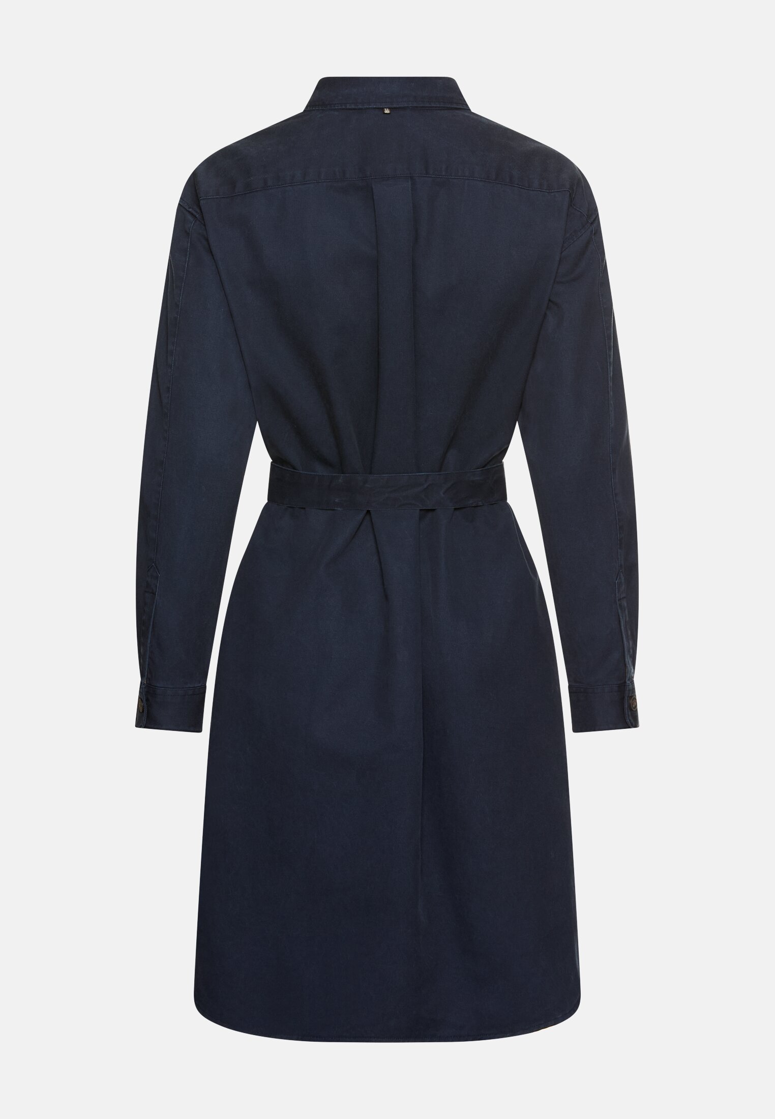 Damen Kleid mit Taillengürtel Nachtblau frontal hinten