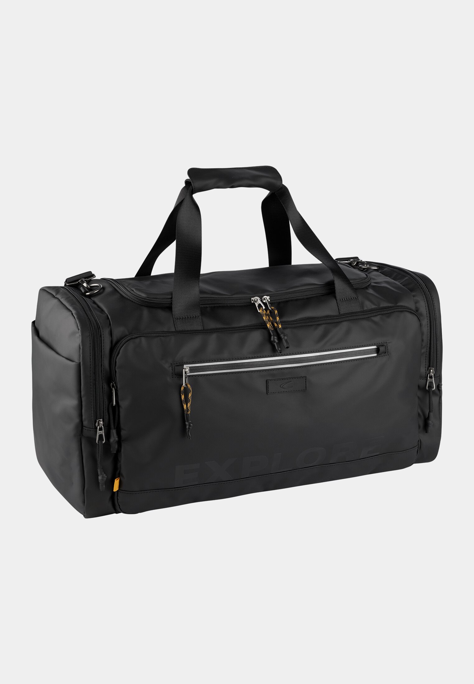 Herren EXPLORE Weekend Bag aus recyceltem Nylon Schwarz frontal vorn