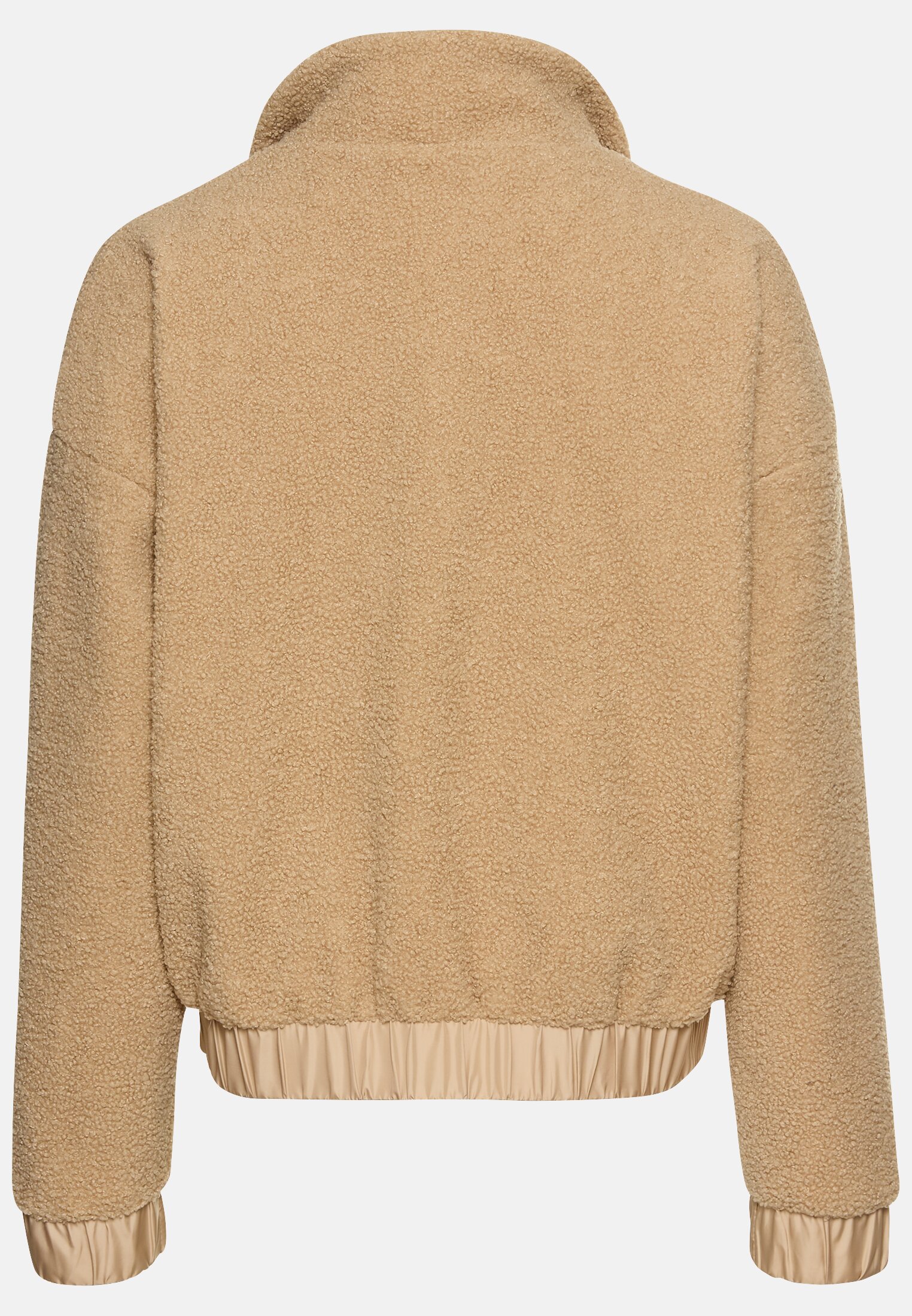 Women Jacket with stand-up collar and 2-way zipper Cashmere frontal back