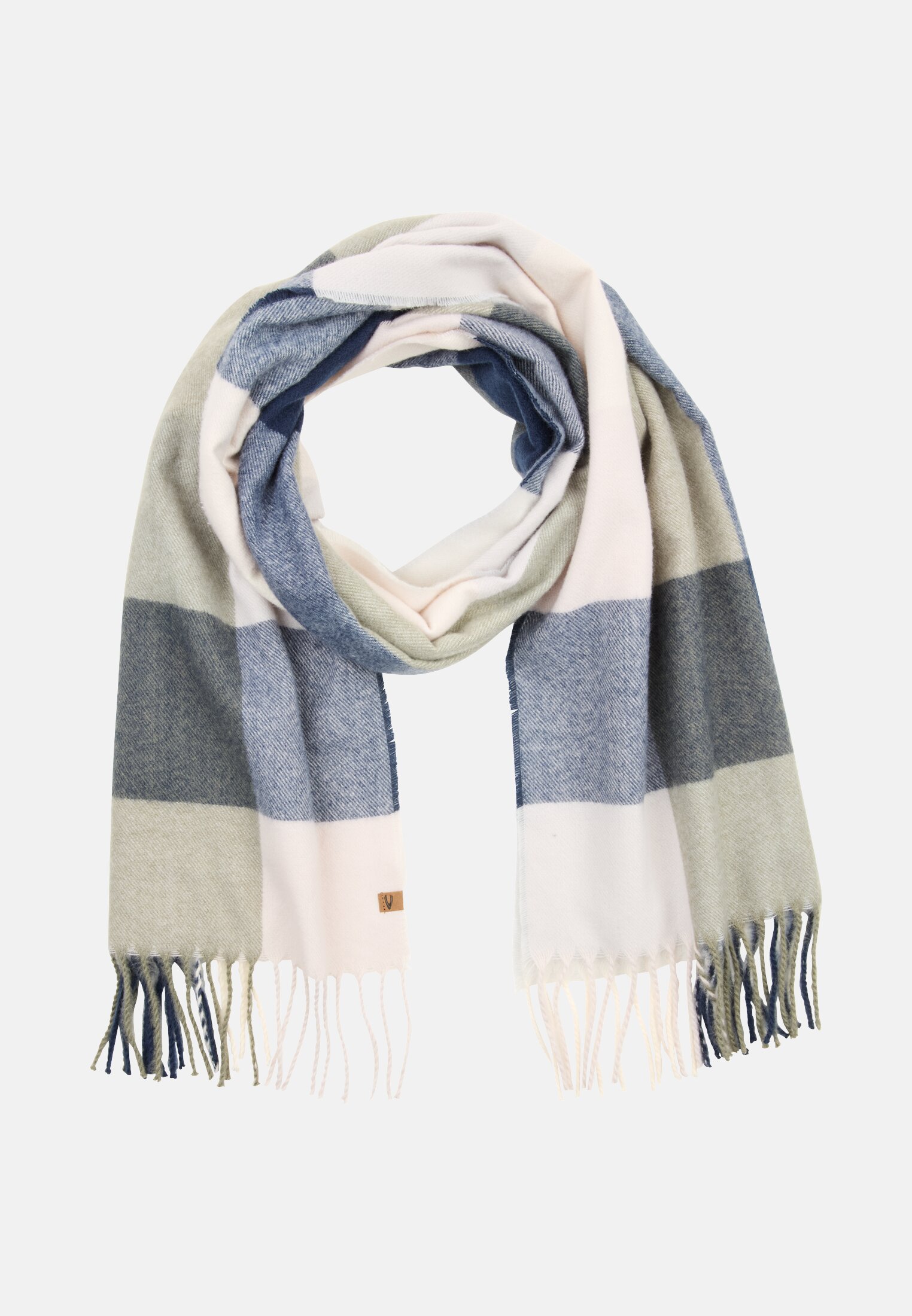 Damen Schal aus recyceltem Polyester Oliv frontal vorn