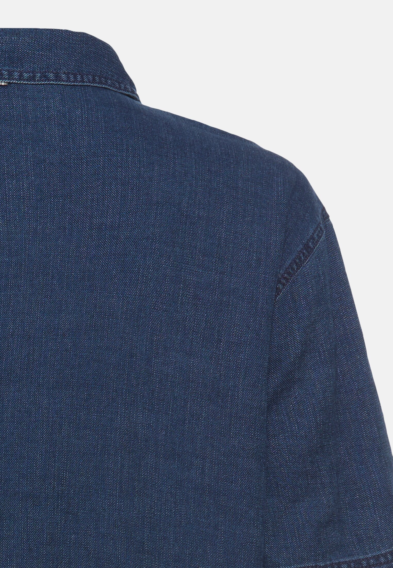 Damen Baumwollkleid mit Brusttasche Indigoblau hinten nah