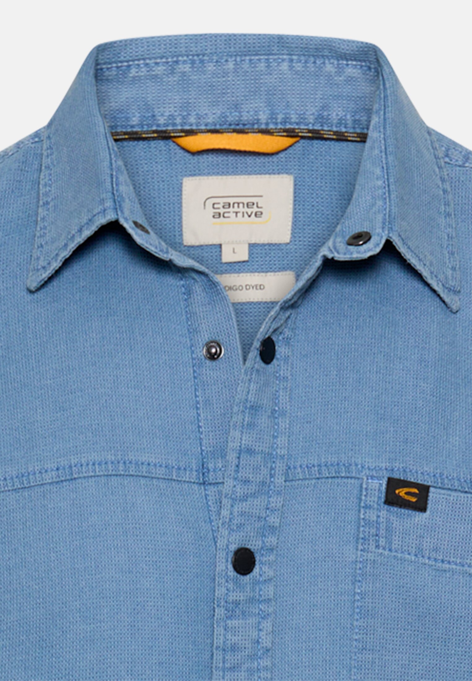 Men Short sleeve shirt made of pure cotton Sky Blue front close