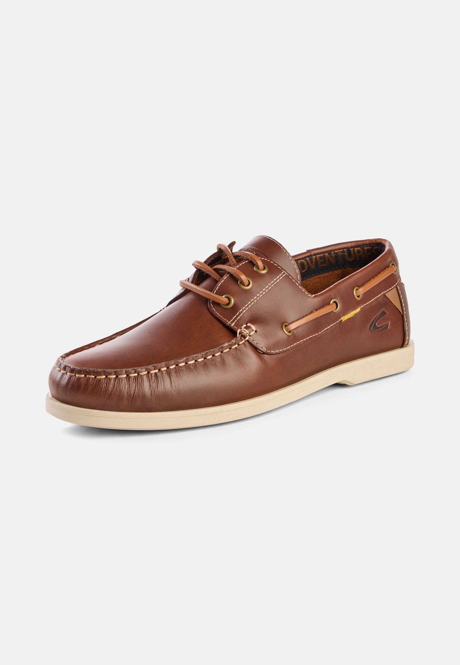 Herren Bootsschuh aus gewachstem Leder Braun frontal hinten