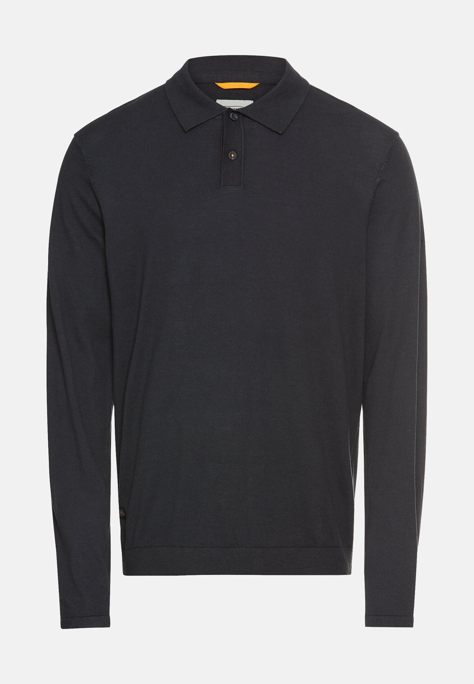 Heren Licht poloshirt met lange mouwen gemaakt van puur katoen Marineblauw frontaal voor