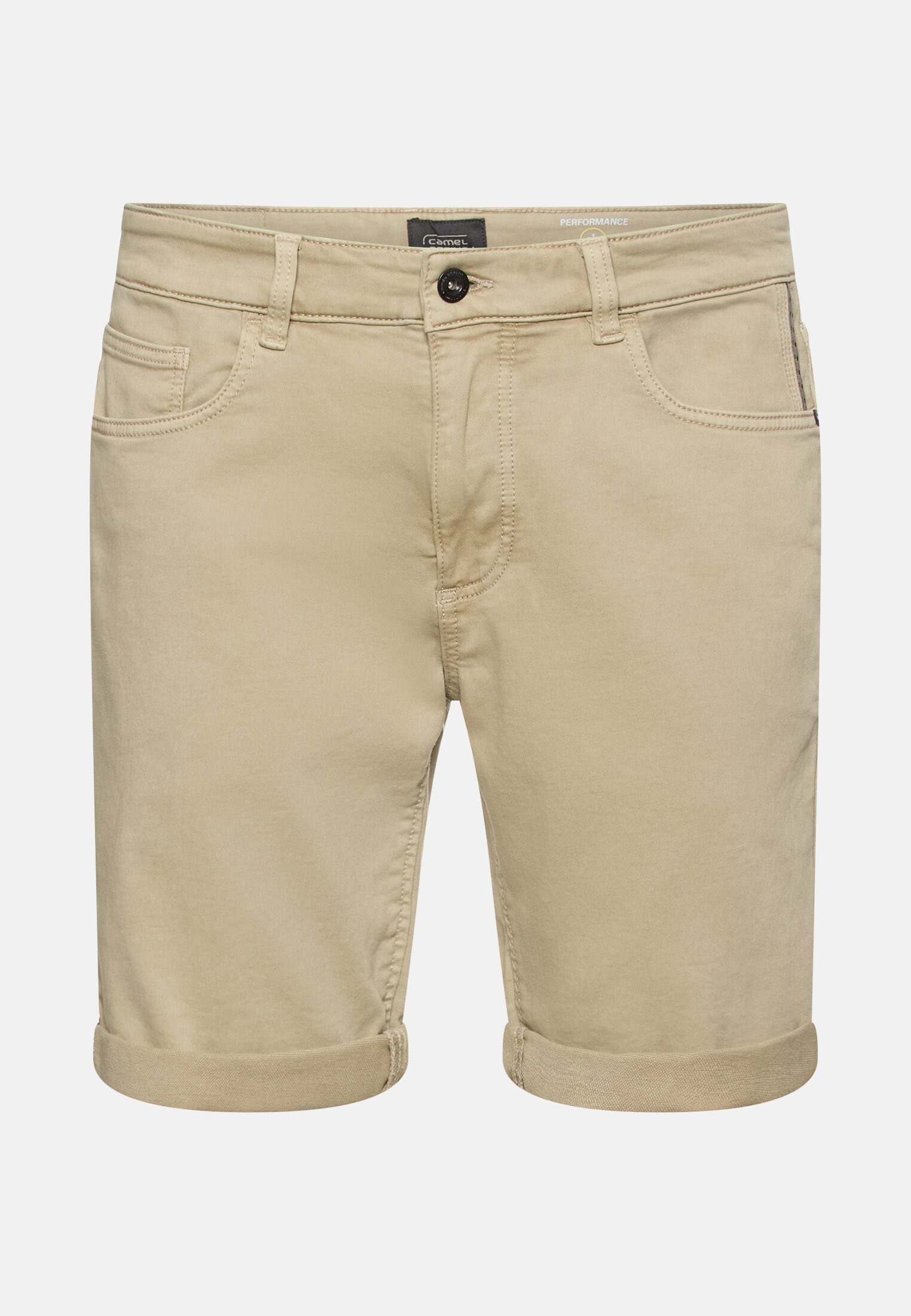 Herren fleXXXactive® Bermuda Shorts mit Reißverschluss Beige frontal vorn