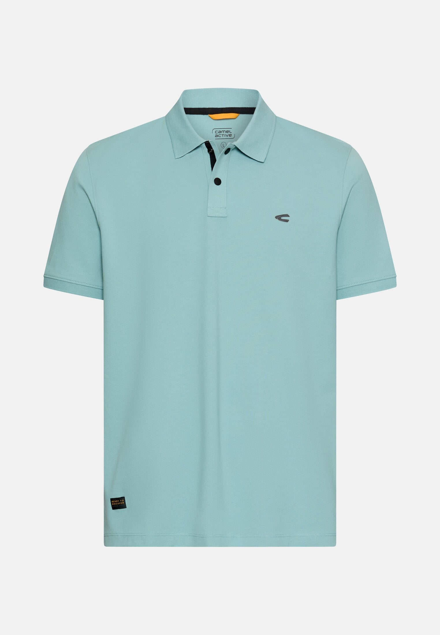 Herren Poloshirt mit Kontrastdetails Ozeangrün frontal vorn