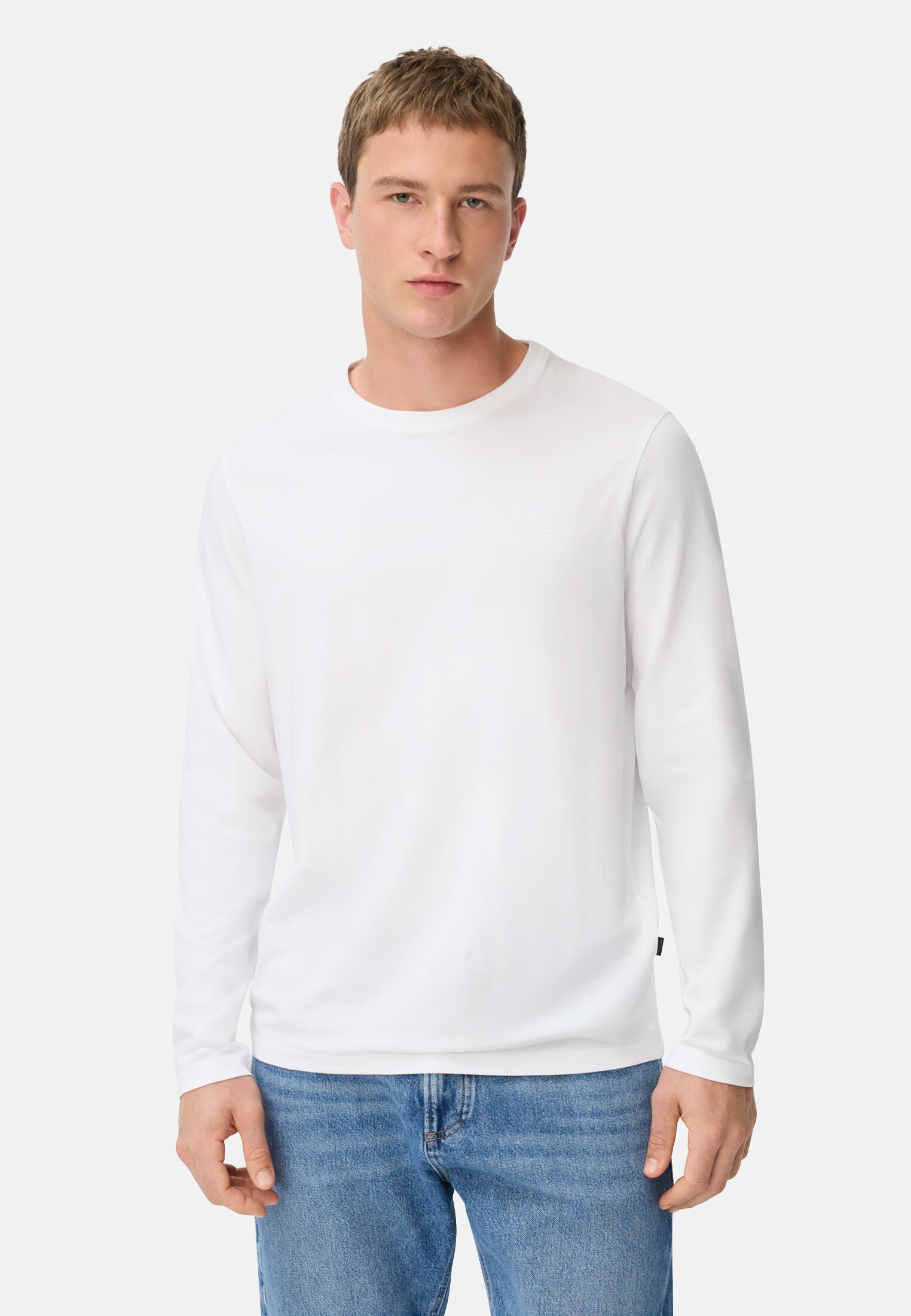 Men fleXXXactive® long-sleeved shirt made from a cotton mix White worn front